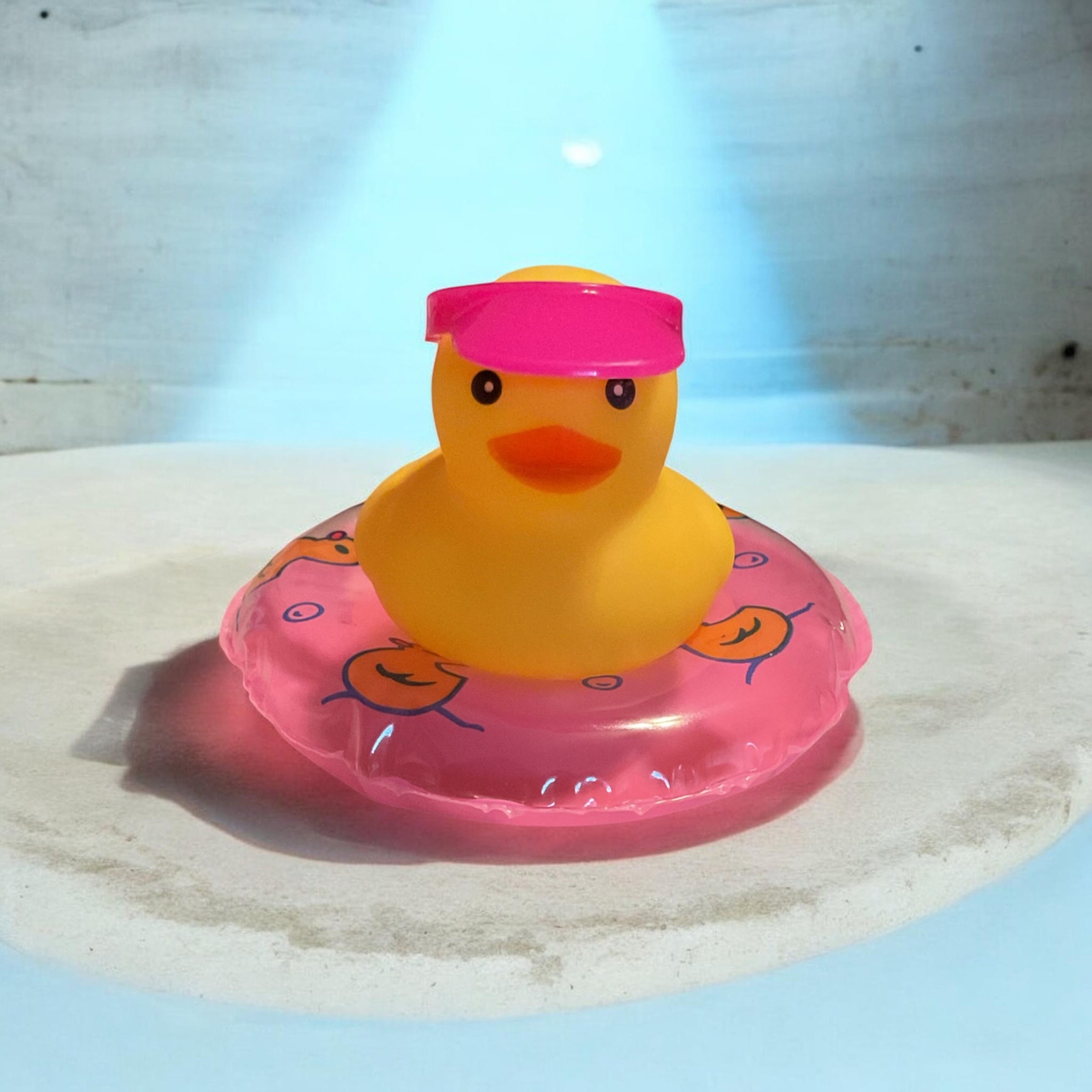 Yellow Duck with Pink Visor and Pink Inter-tube