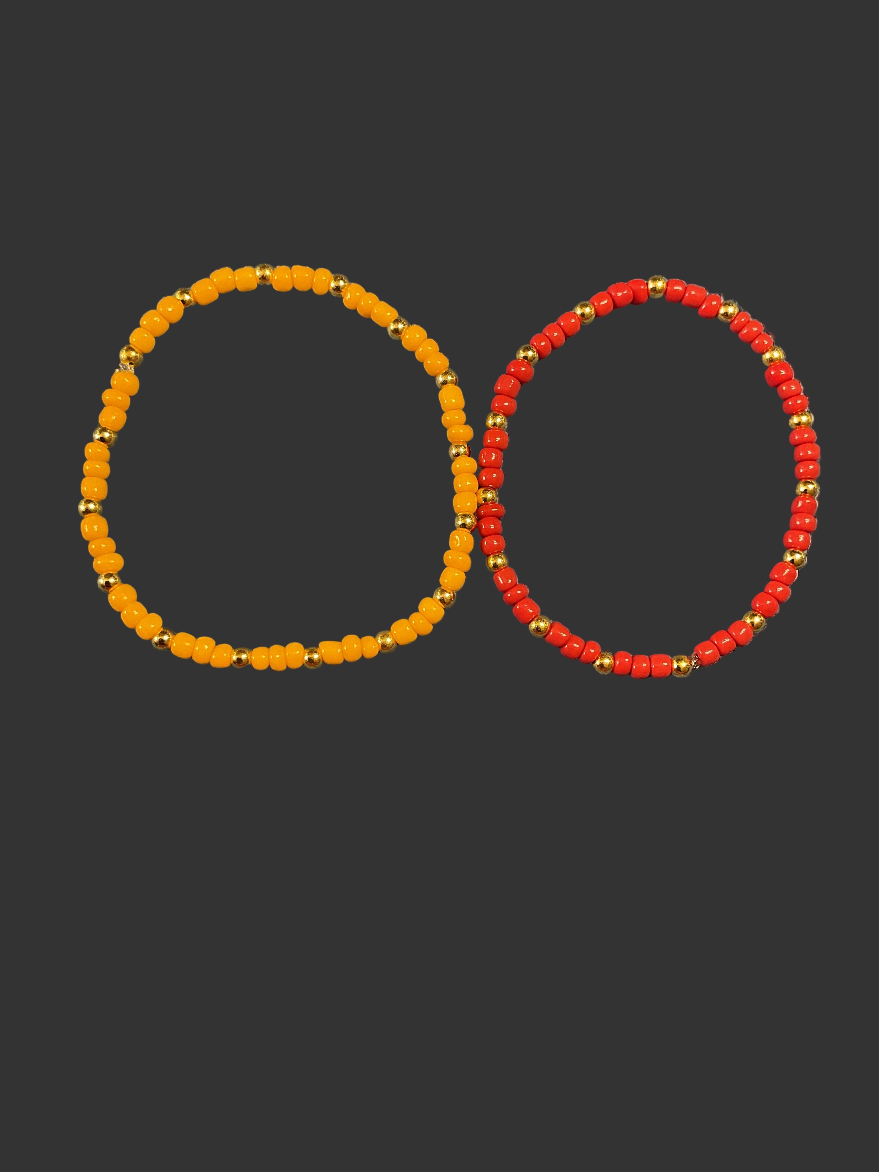 Red and yellow beaded bracelet