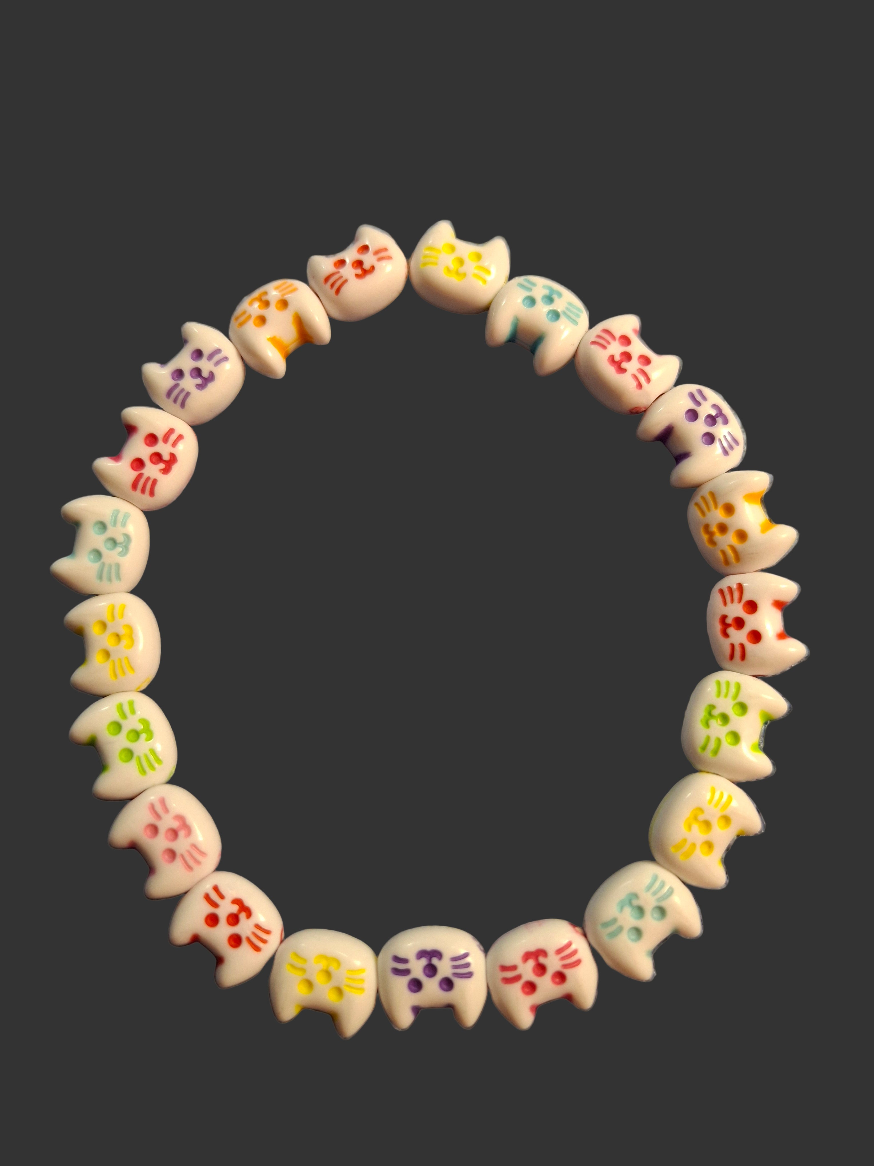 Circular arrangement of cat-shaped cookies on a textured surface