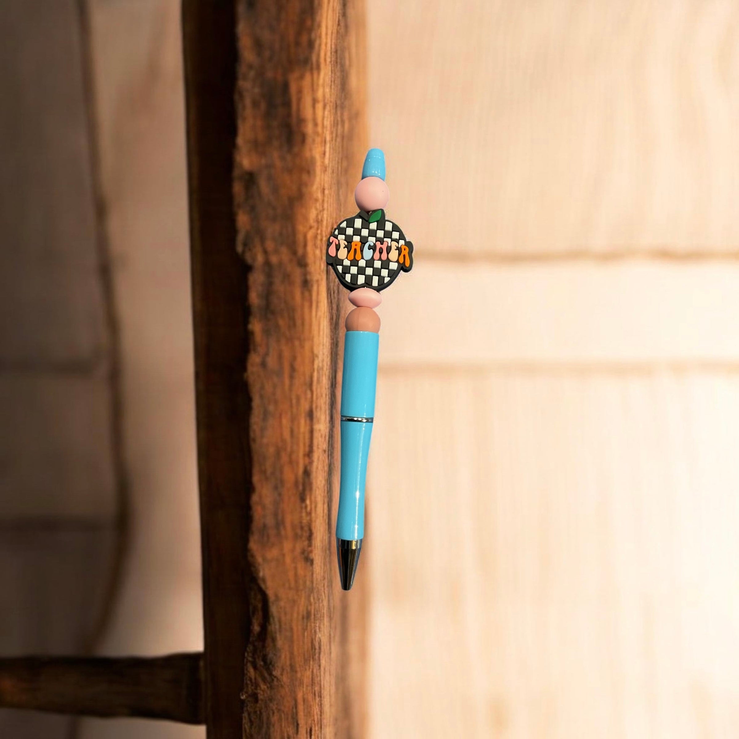 Blue Ink Pen with Black and White Apple Teacher