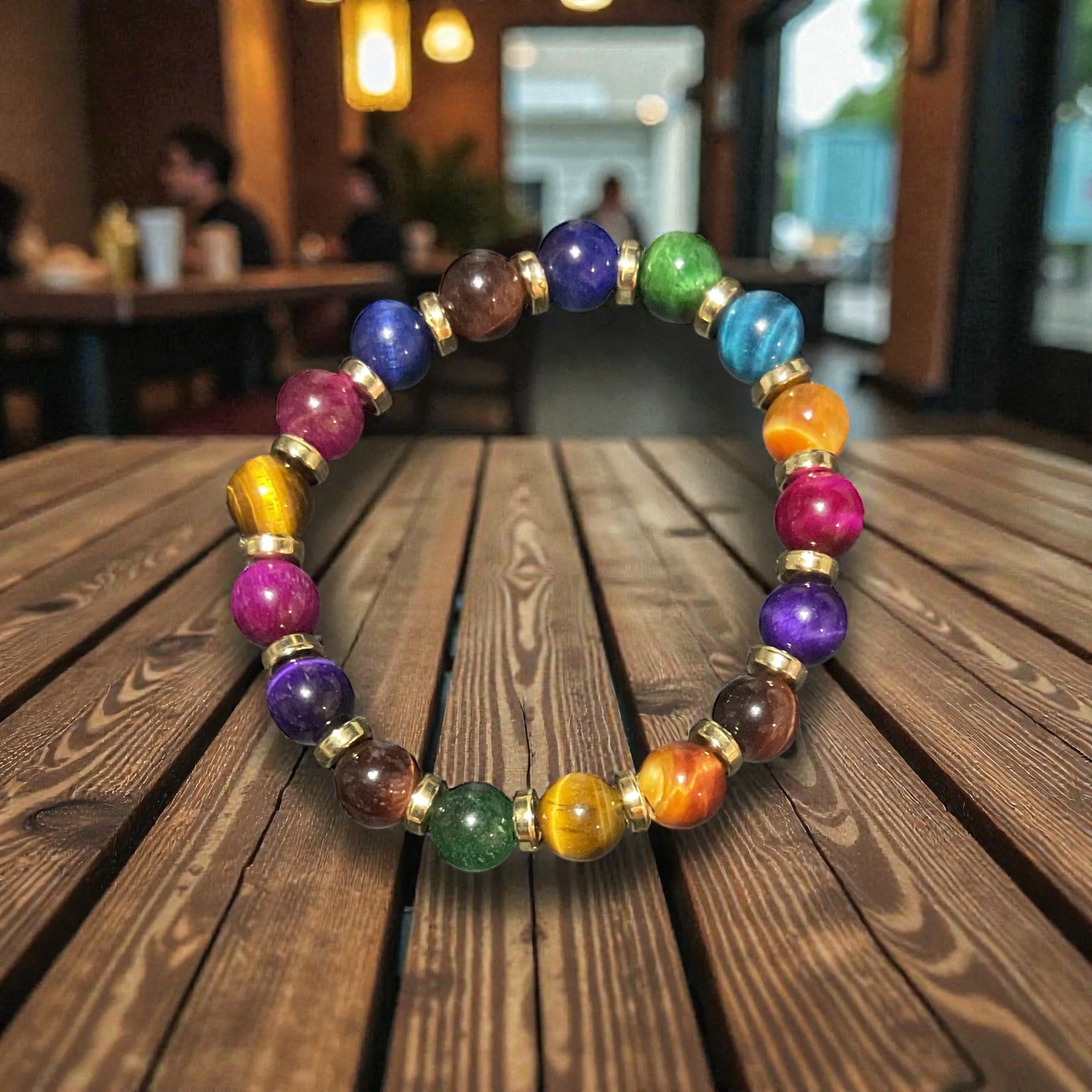 Multi-Dark Colored Glass Beads with spacers Bracelet