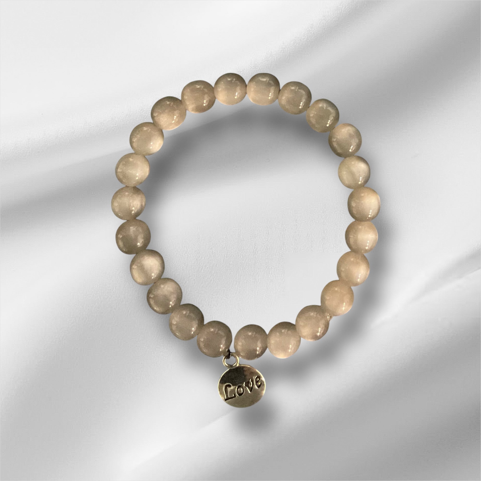 Metallic Grey Bracelet with Love Charm