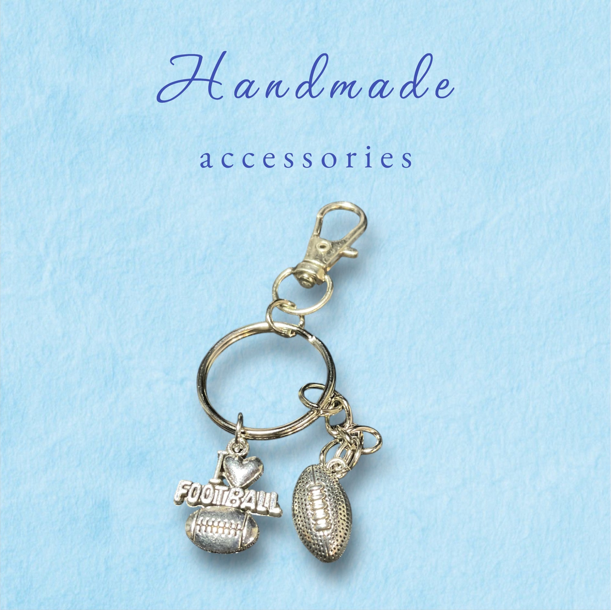 Football Keychain with I love football and a football charm