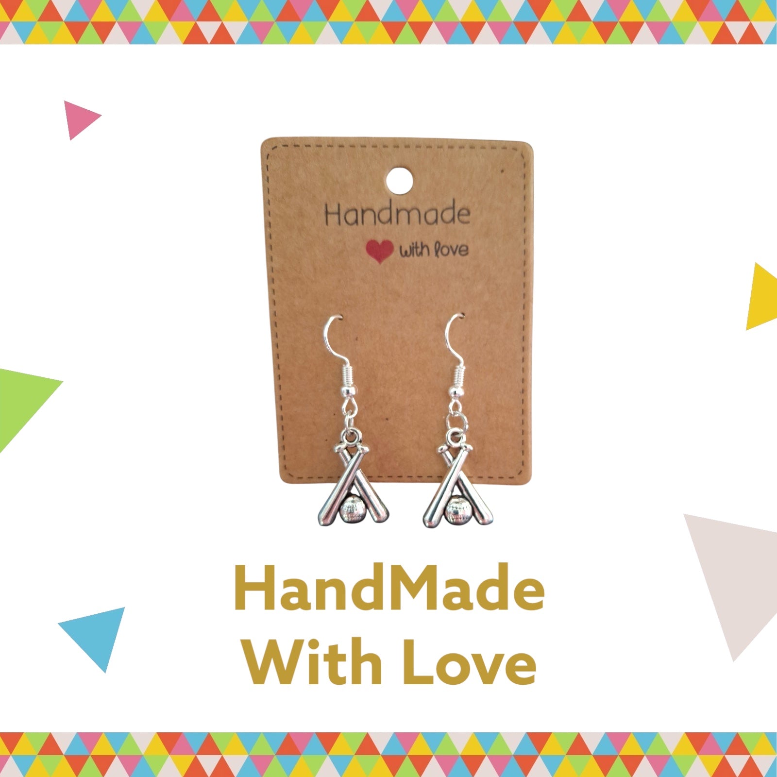 Baseball and Bat Earring