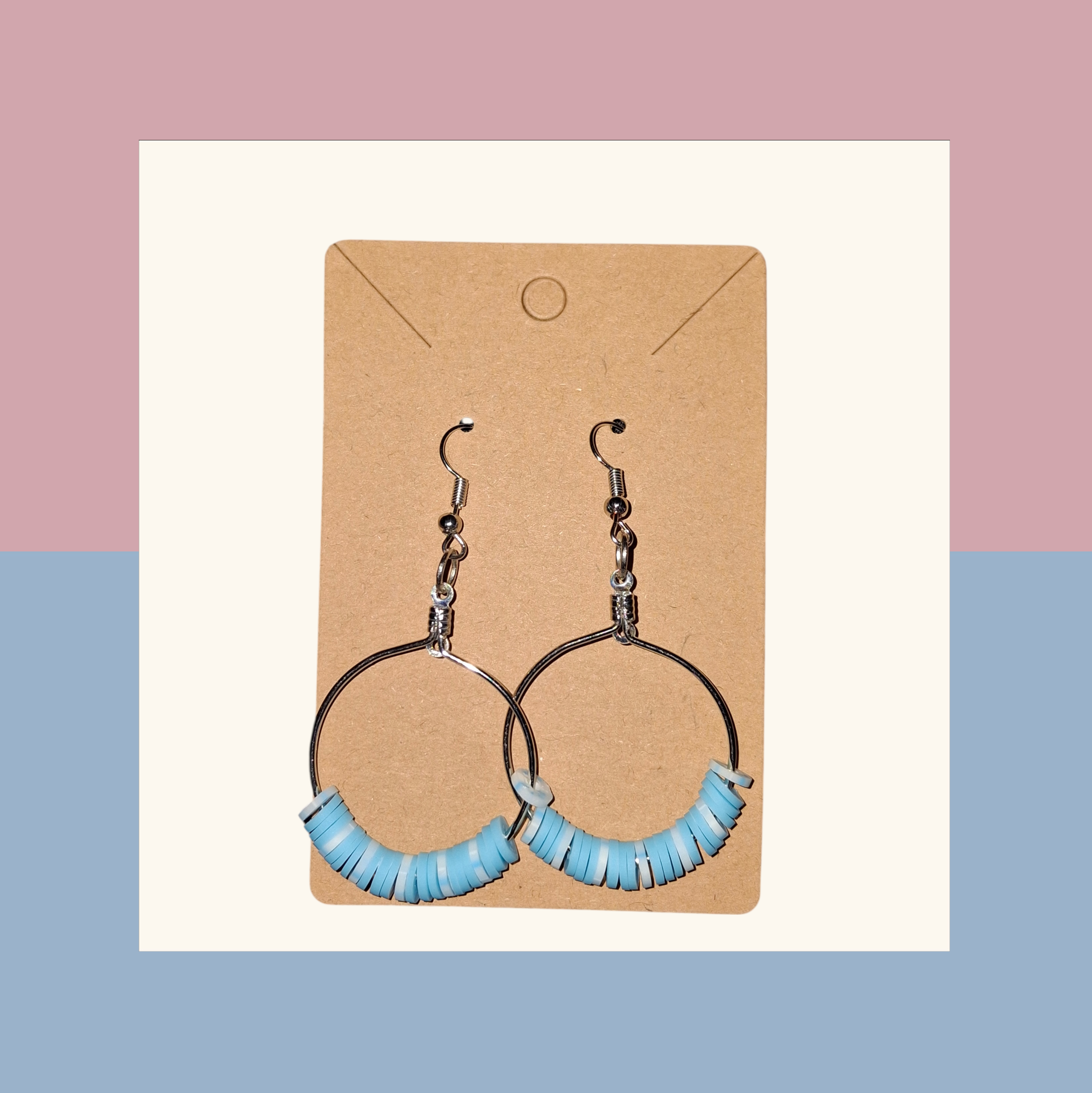 Light Blue Round Earrings