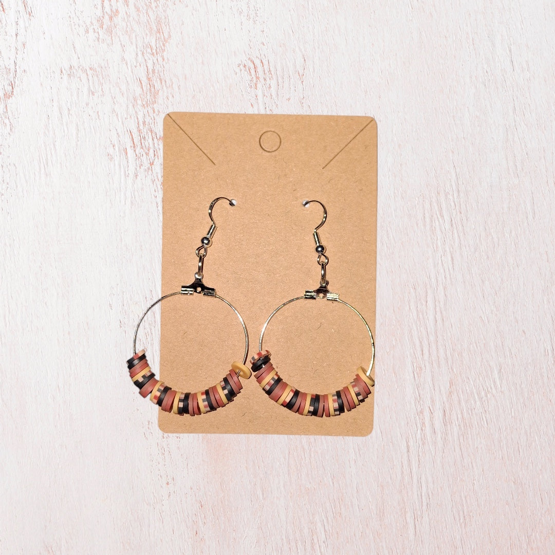 Black and Tan Round Earring