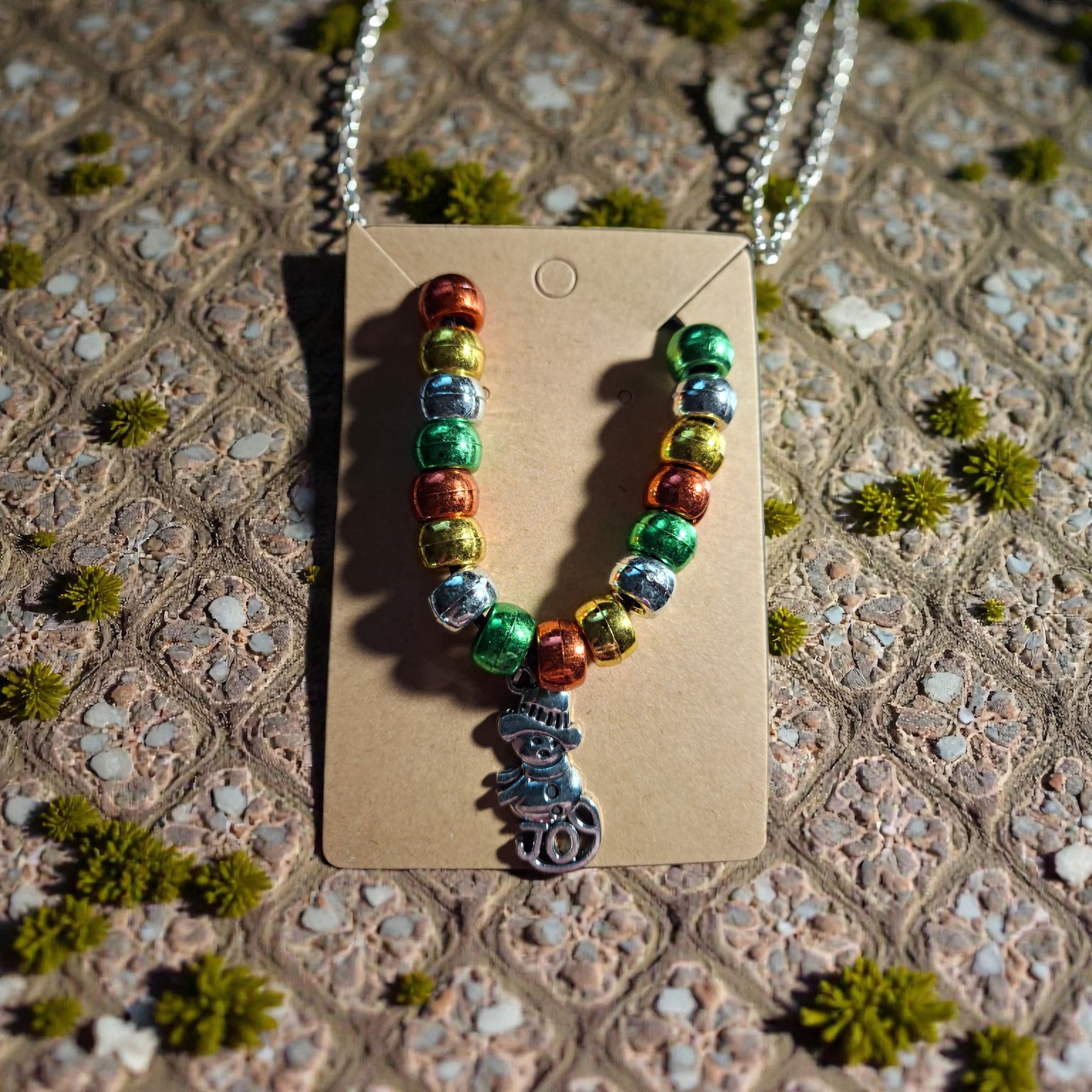 Christmas Necklace with Snowman Charm
