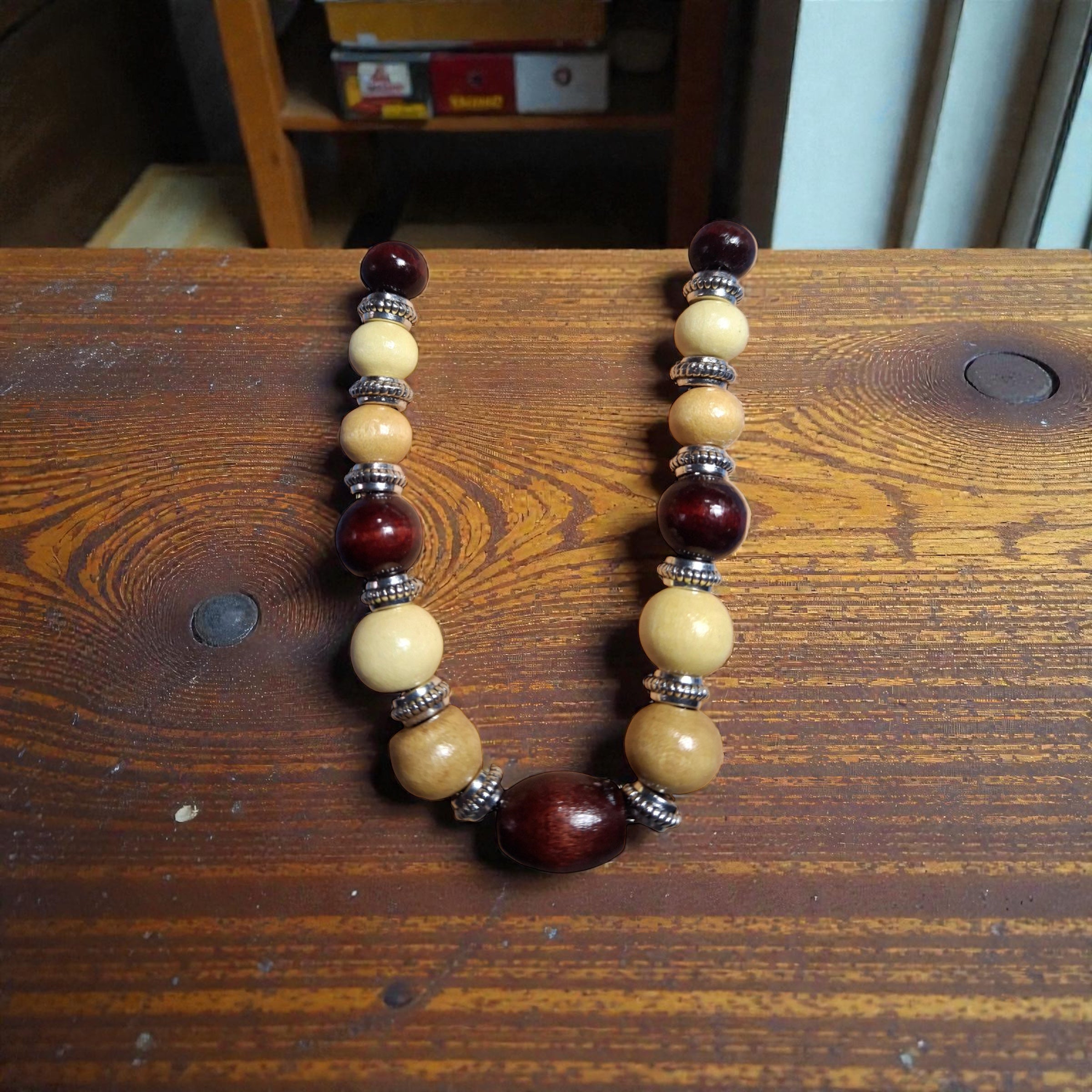 Brown and Tan Bead Necklace
