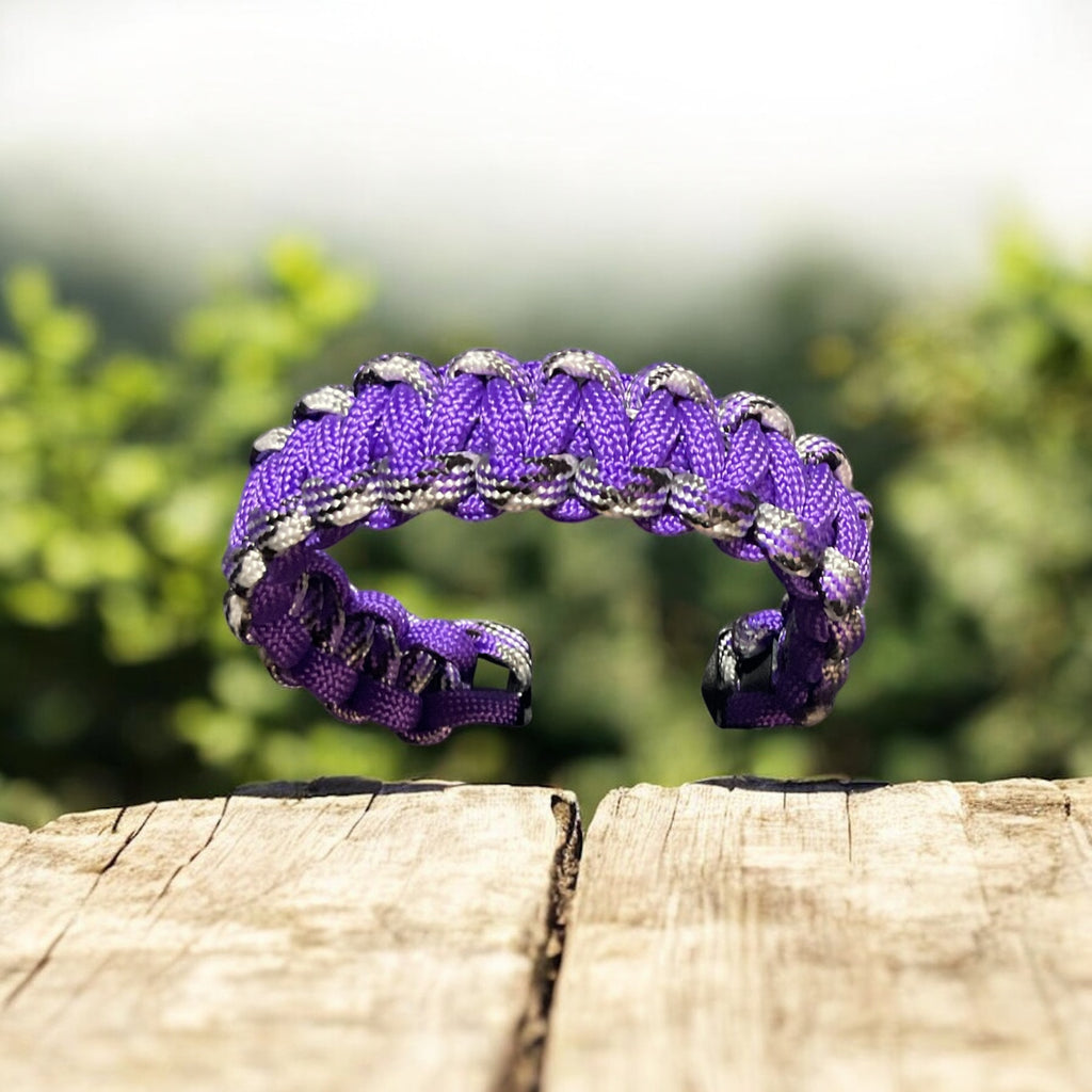 Purple Paracord Bracelet with Black Clasp