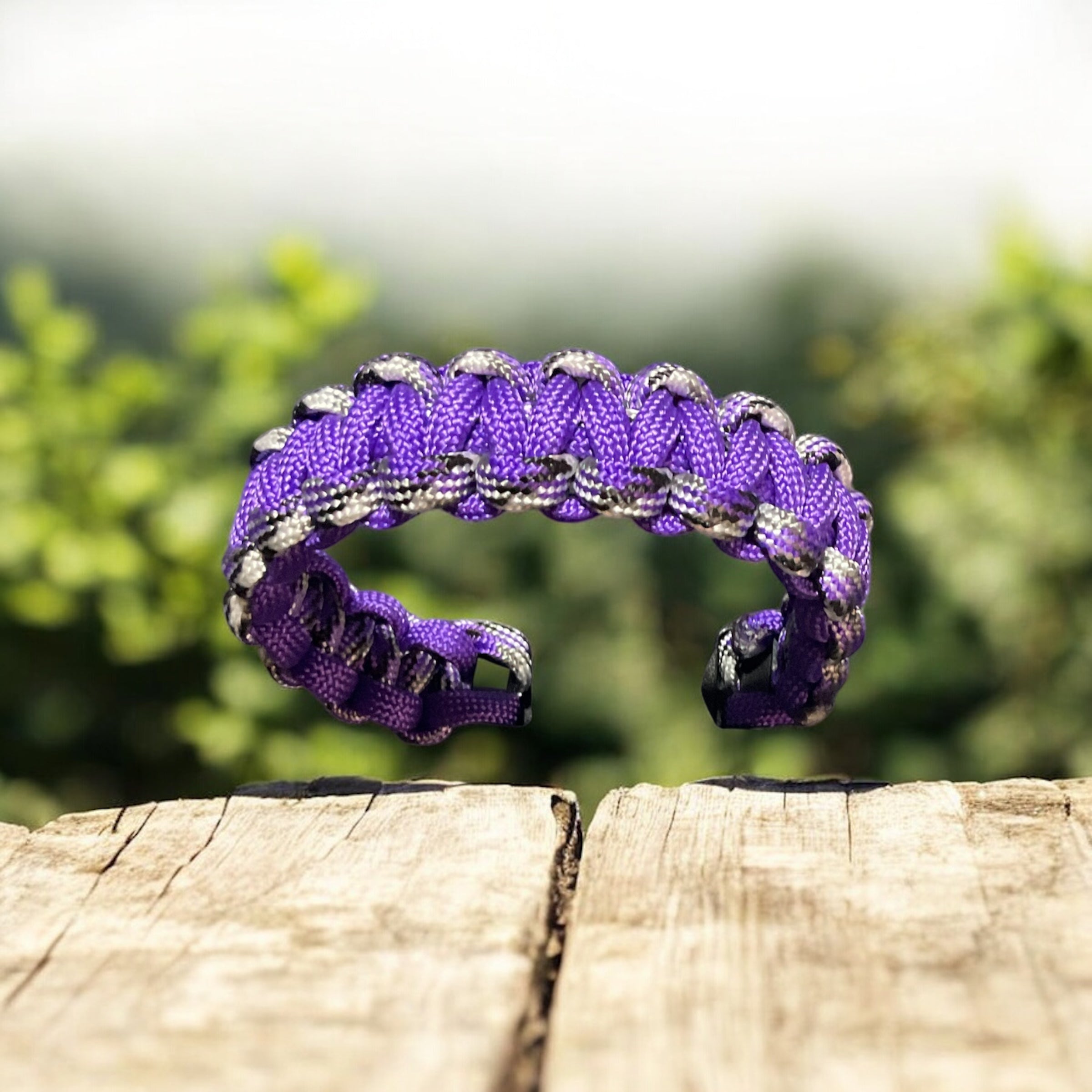 Purple Paracord Bracelet with Black Clasp