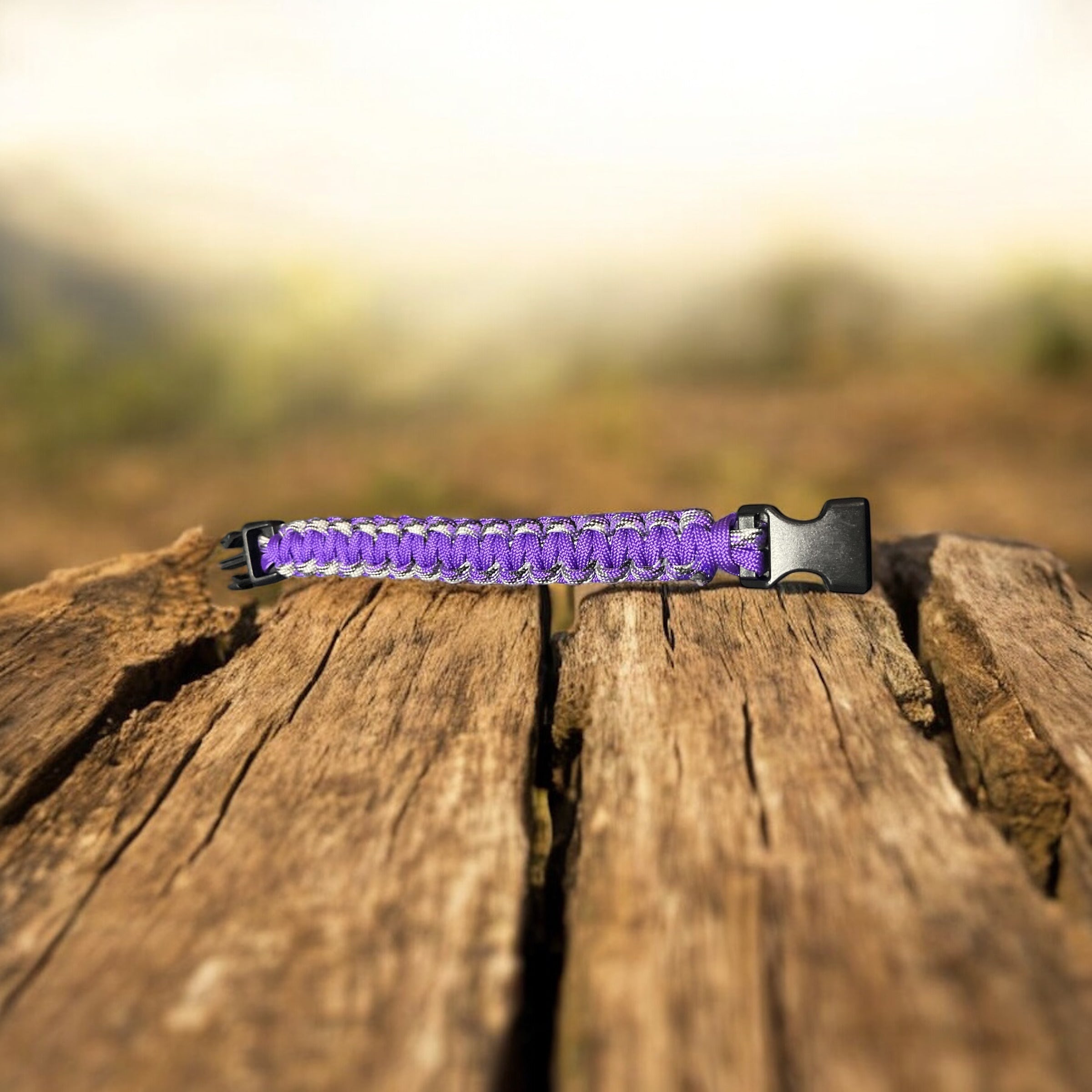 Purple Paracord Bracelet with Black Clasp