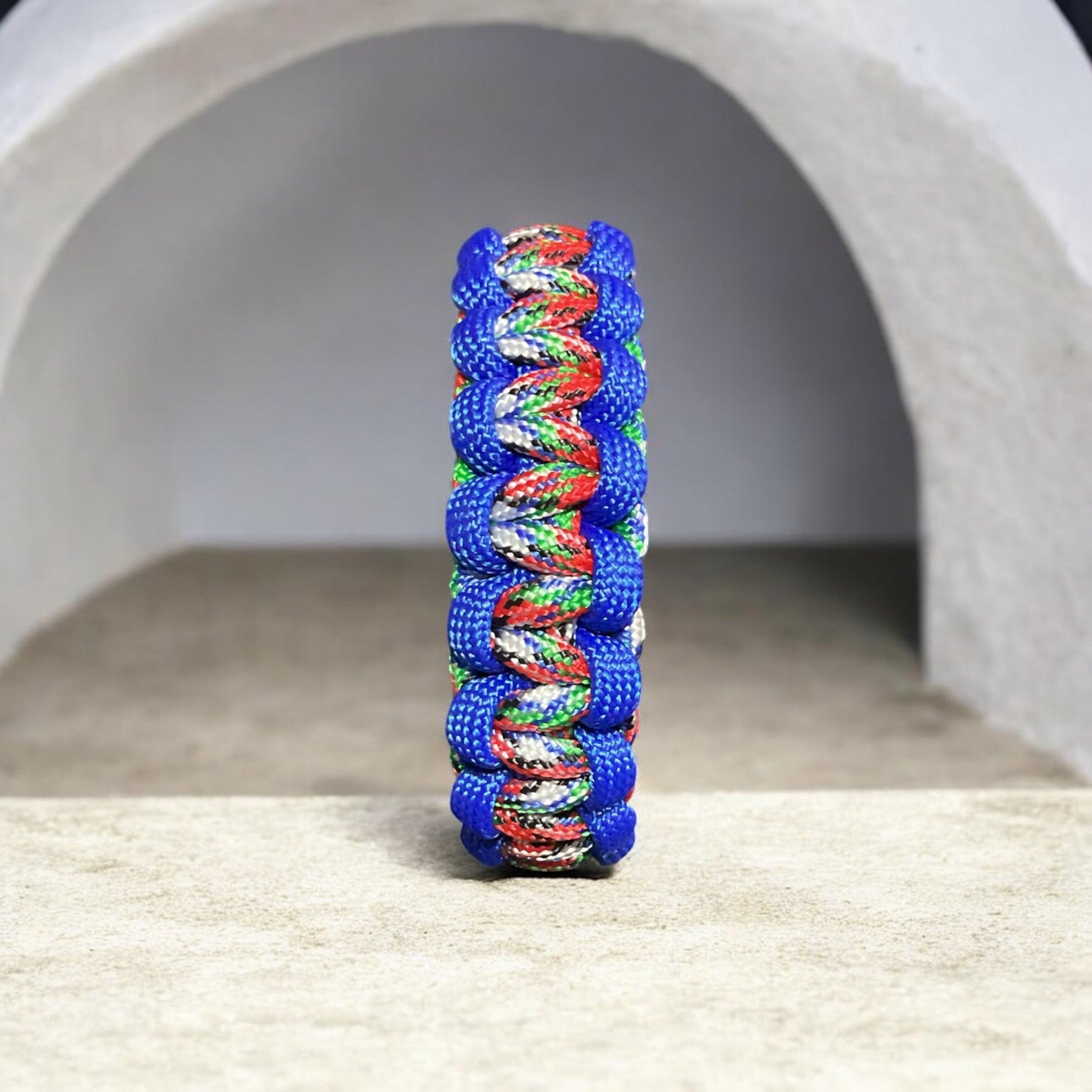Blue, Red, Green and White Paracord Bracelet