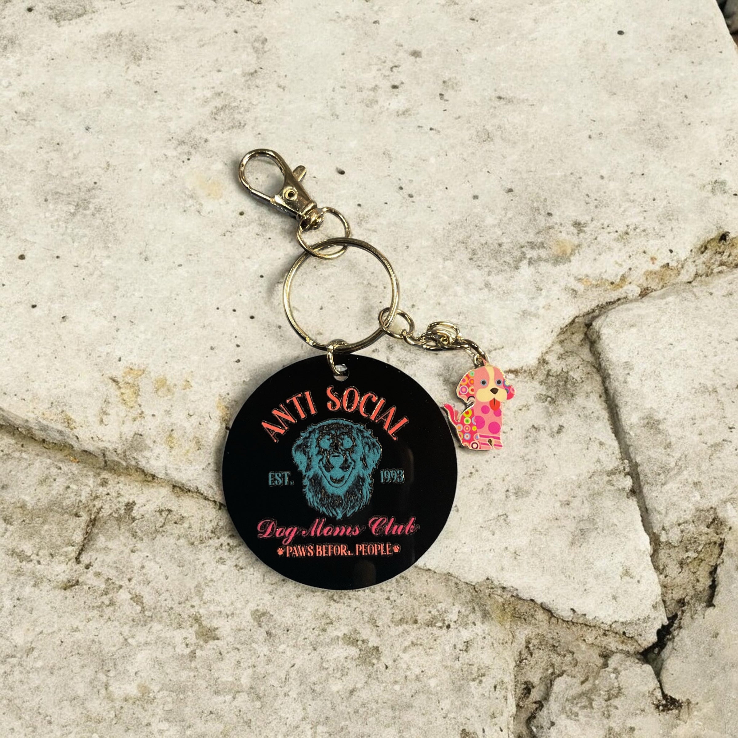 Anti Social Paws Before People Keychain