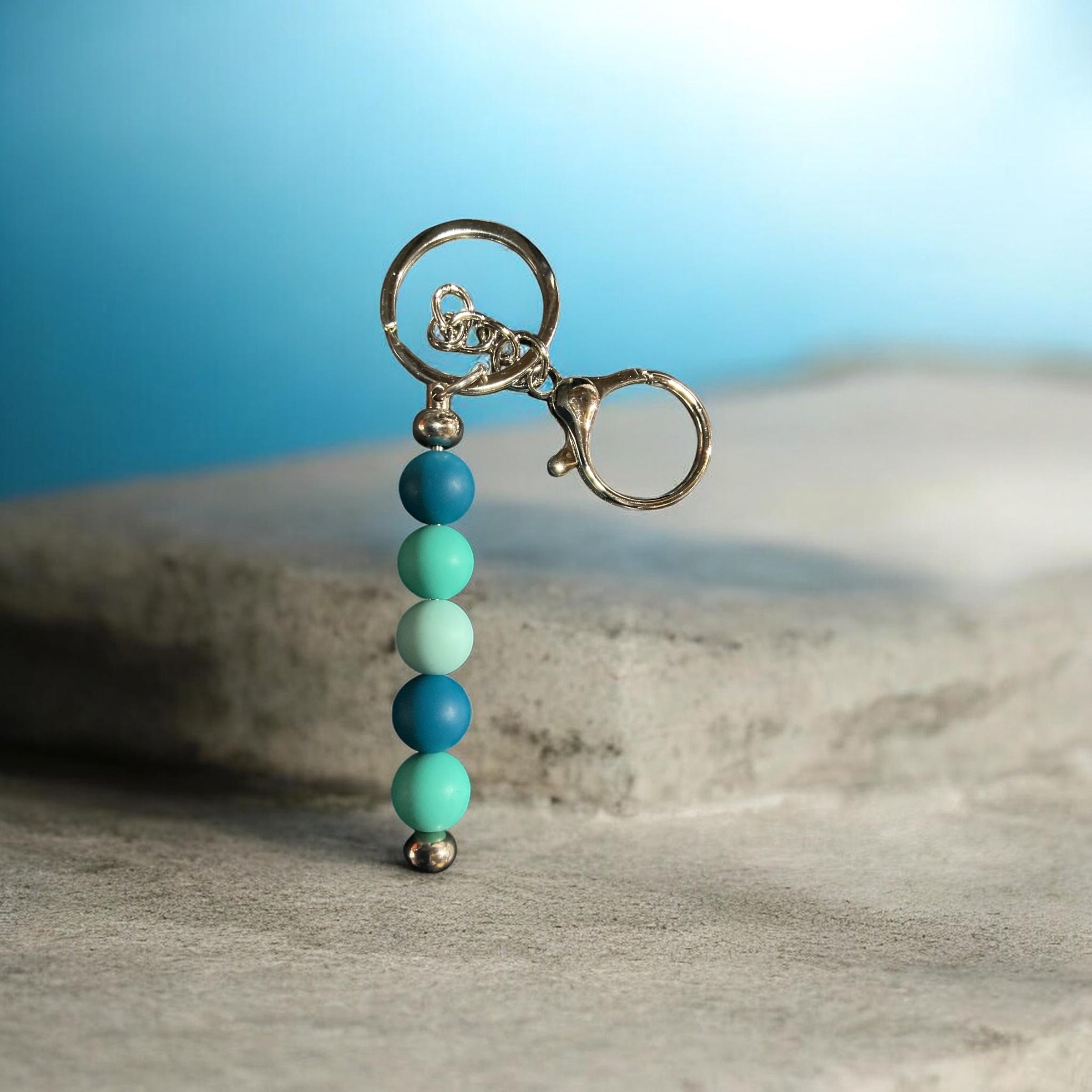Multi Colored Rubber Blue Balls Key Chain