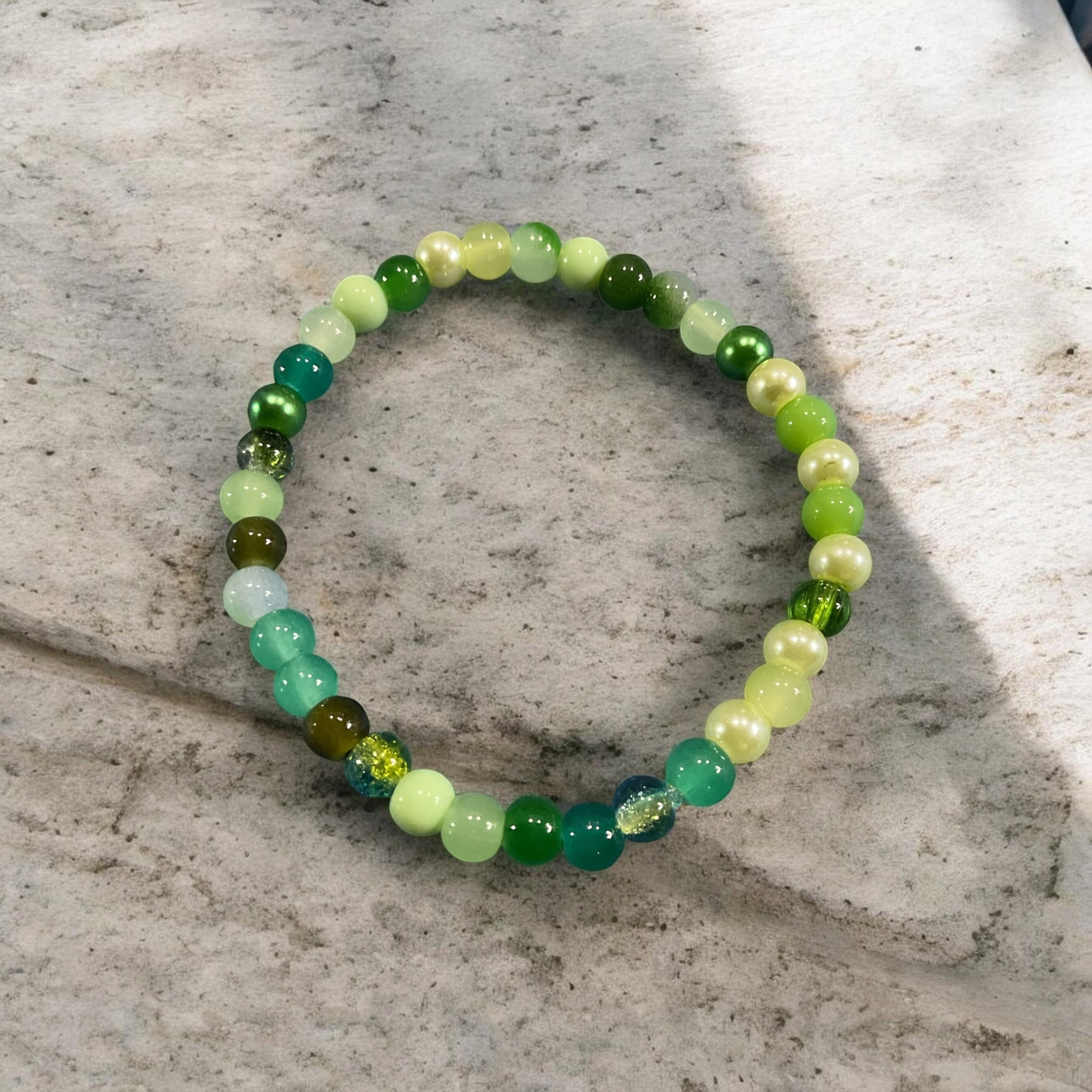 Multi Colored Green Glass Bracelet