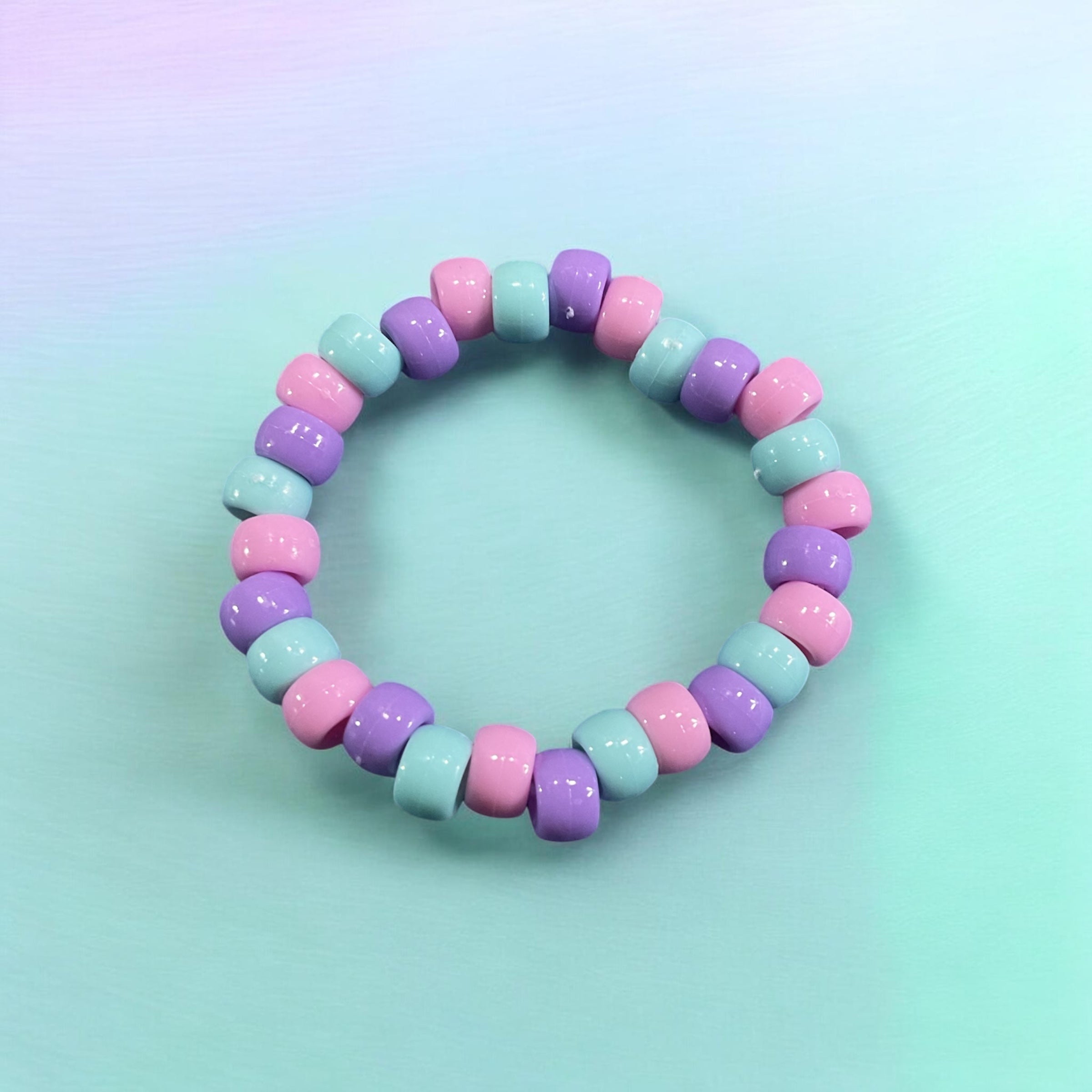 Children’s Plastic Round Blue, Purple, Pink Bracelet