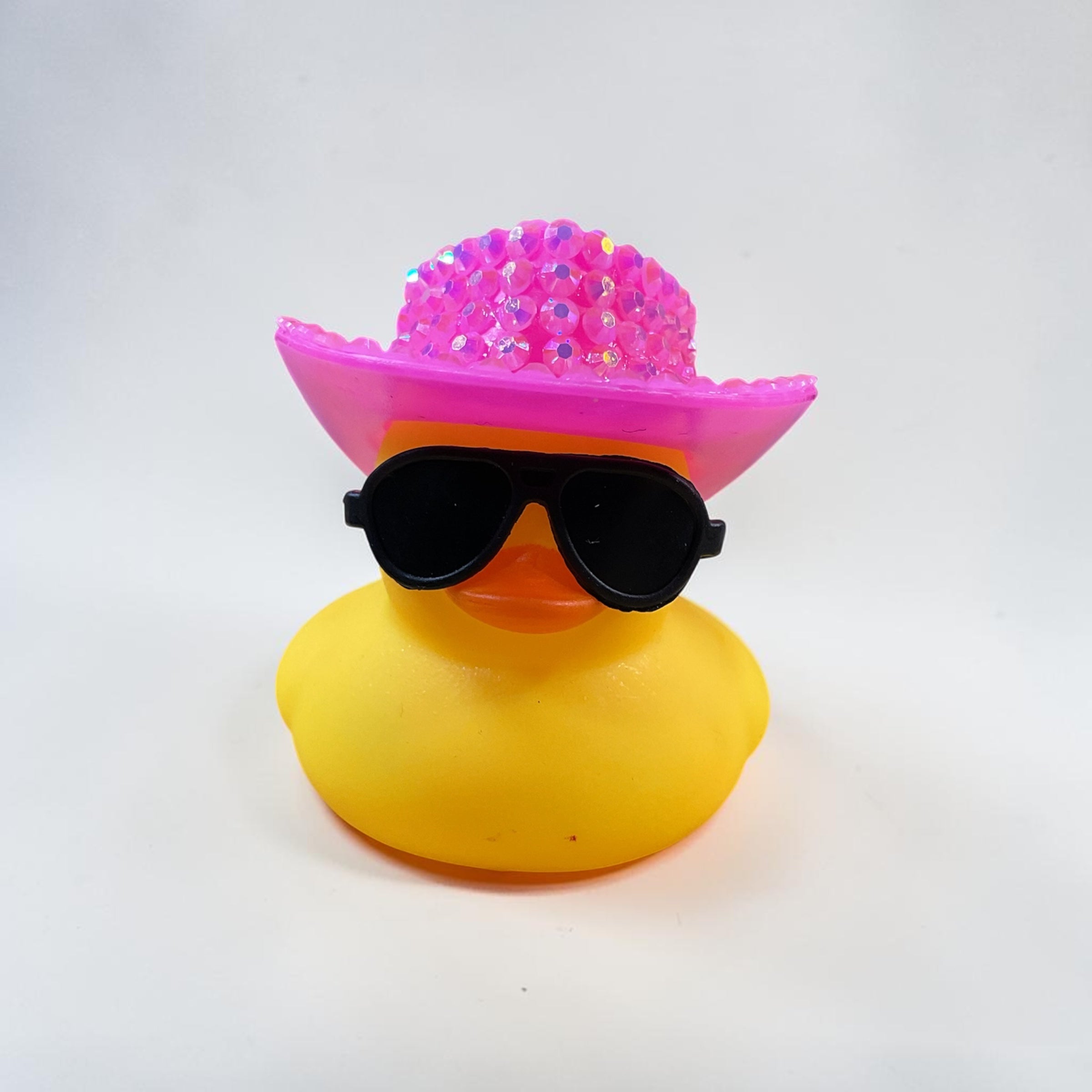 Yellow Duck with Pink Rhinestone Cowboy Hat and Sunglasses