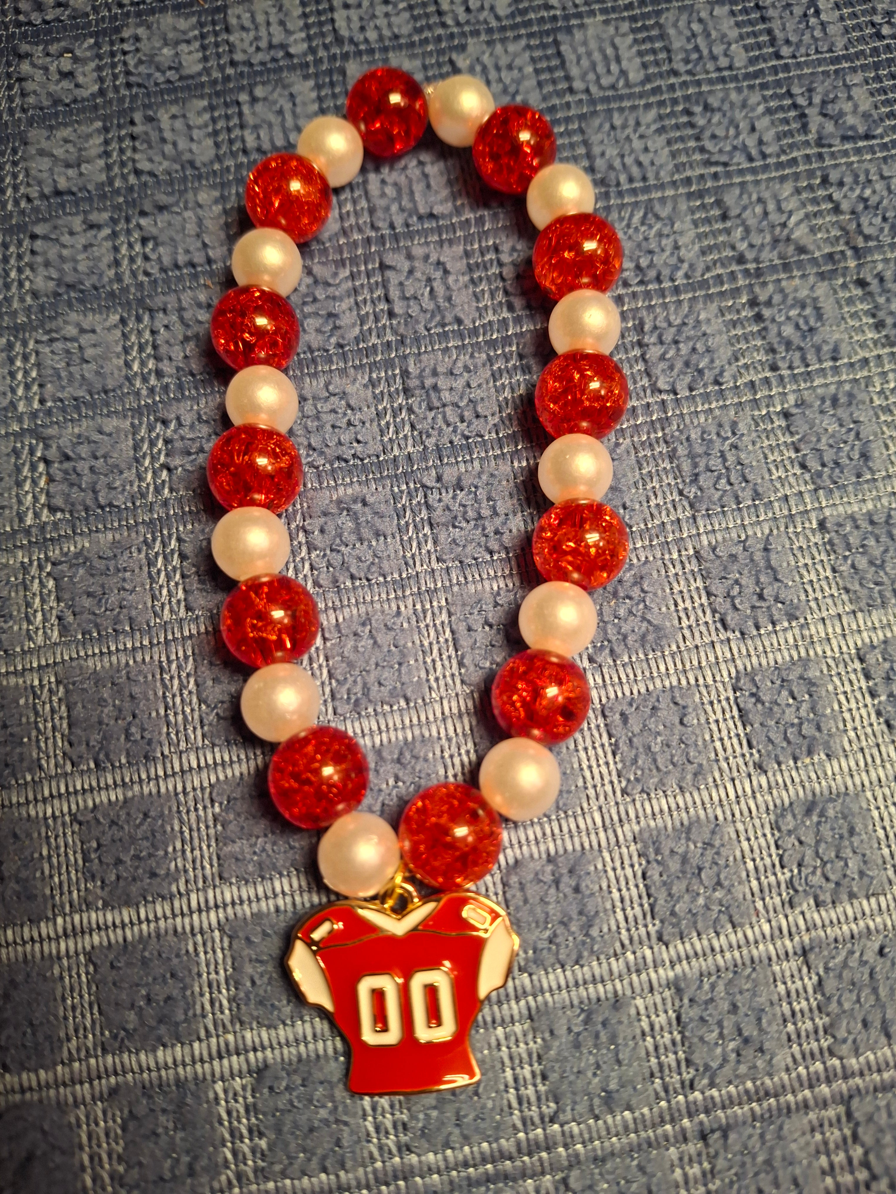 Red/White Jersey Bracelet