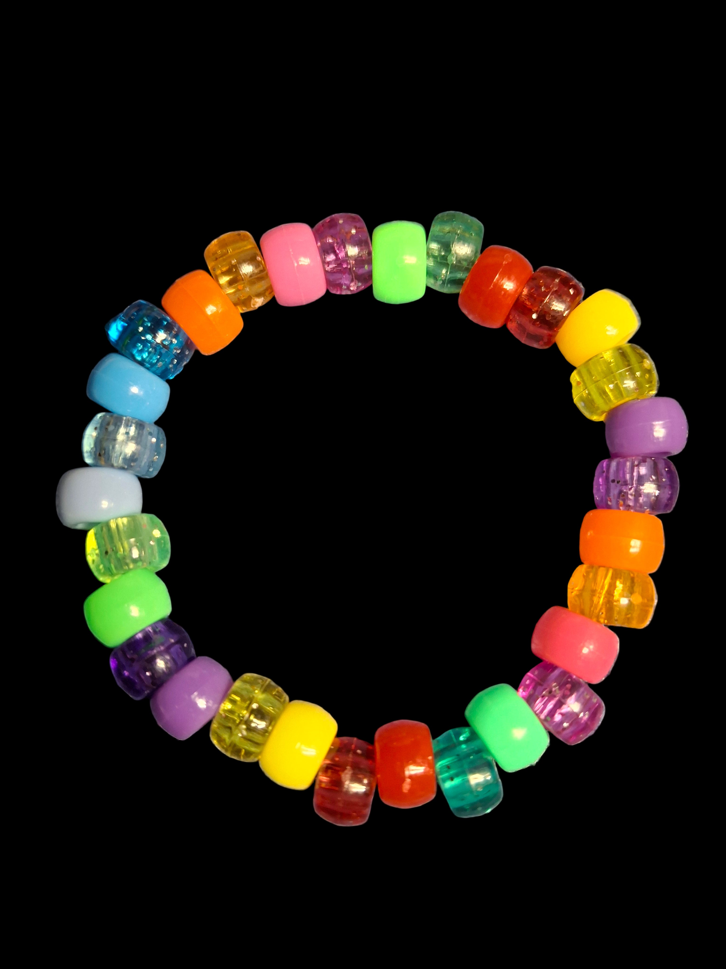 Colorful beaded bracelet on a black background