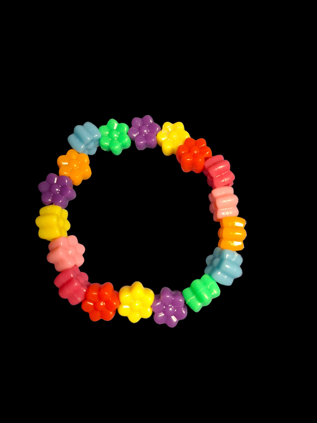 Colorful beaded bracelet on a black background
