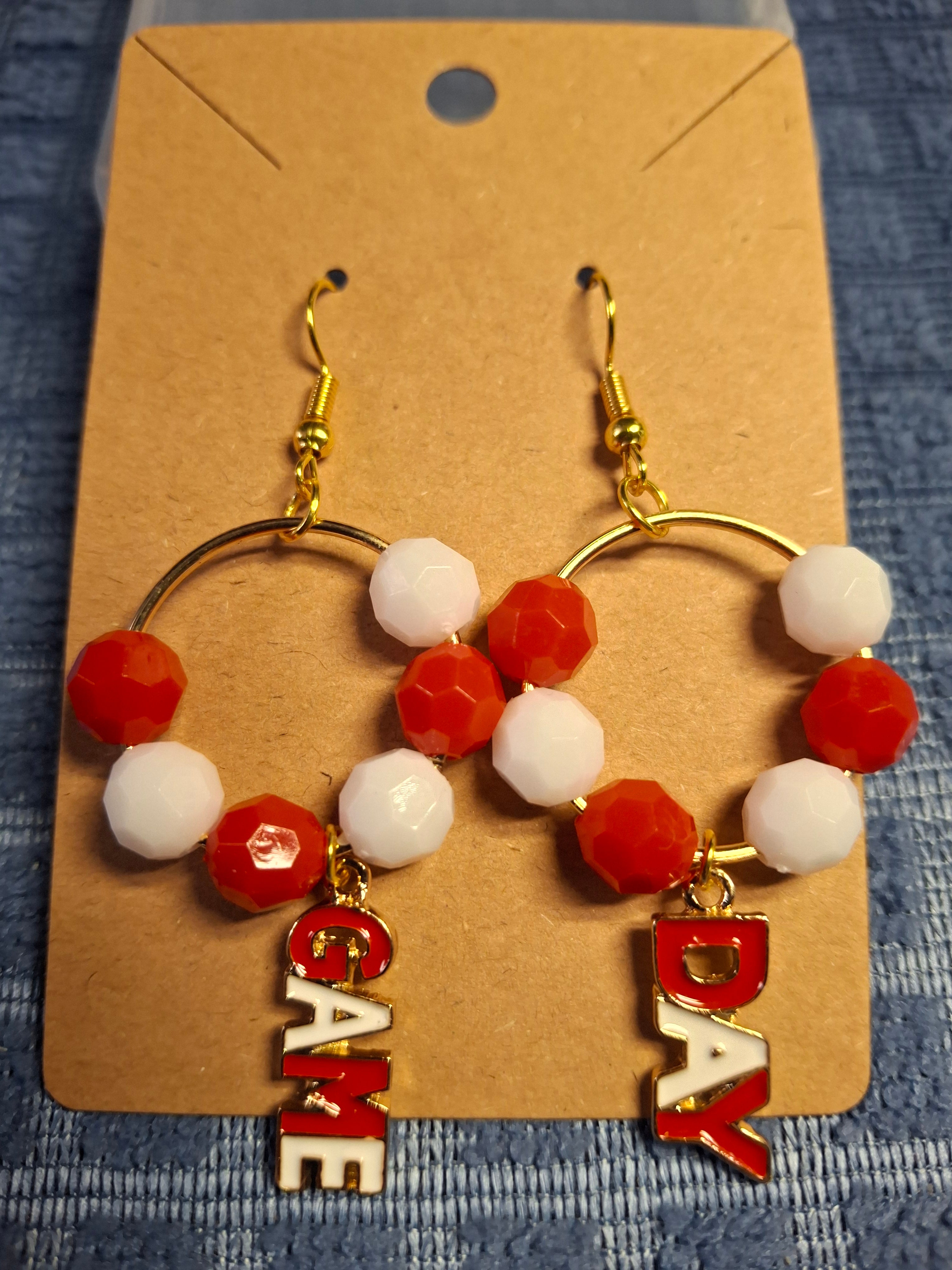 Red/White Sports Earrings