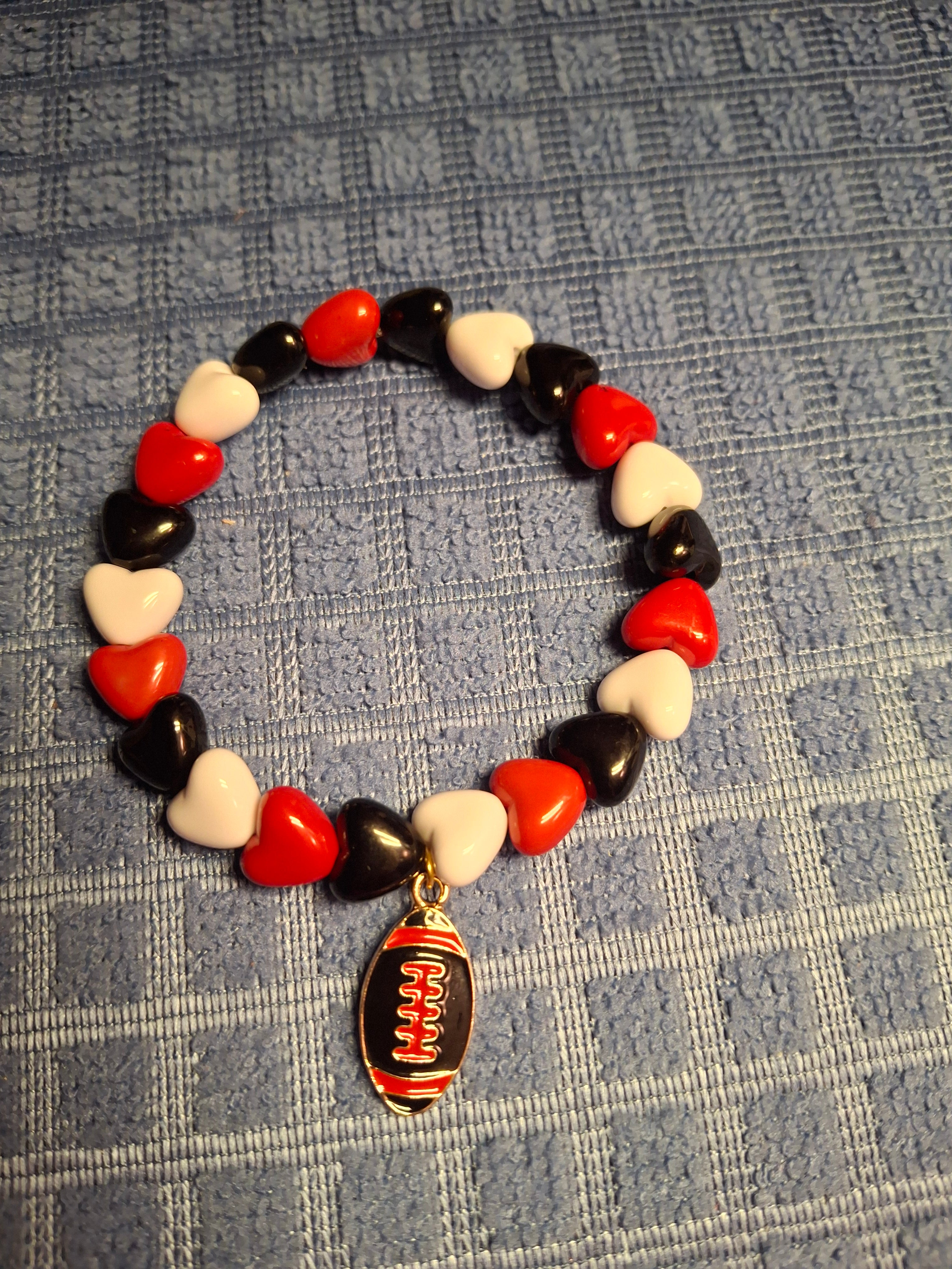 White/Red/Black Heart Bracelet