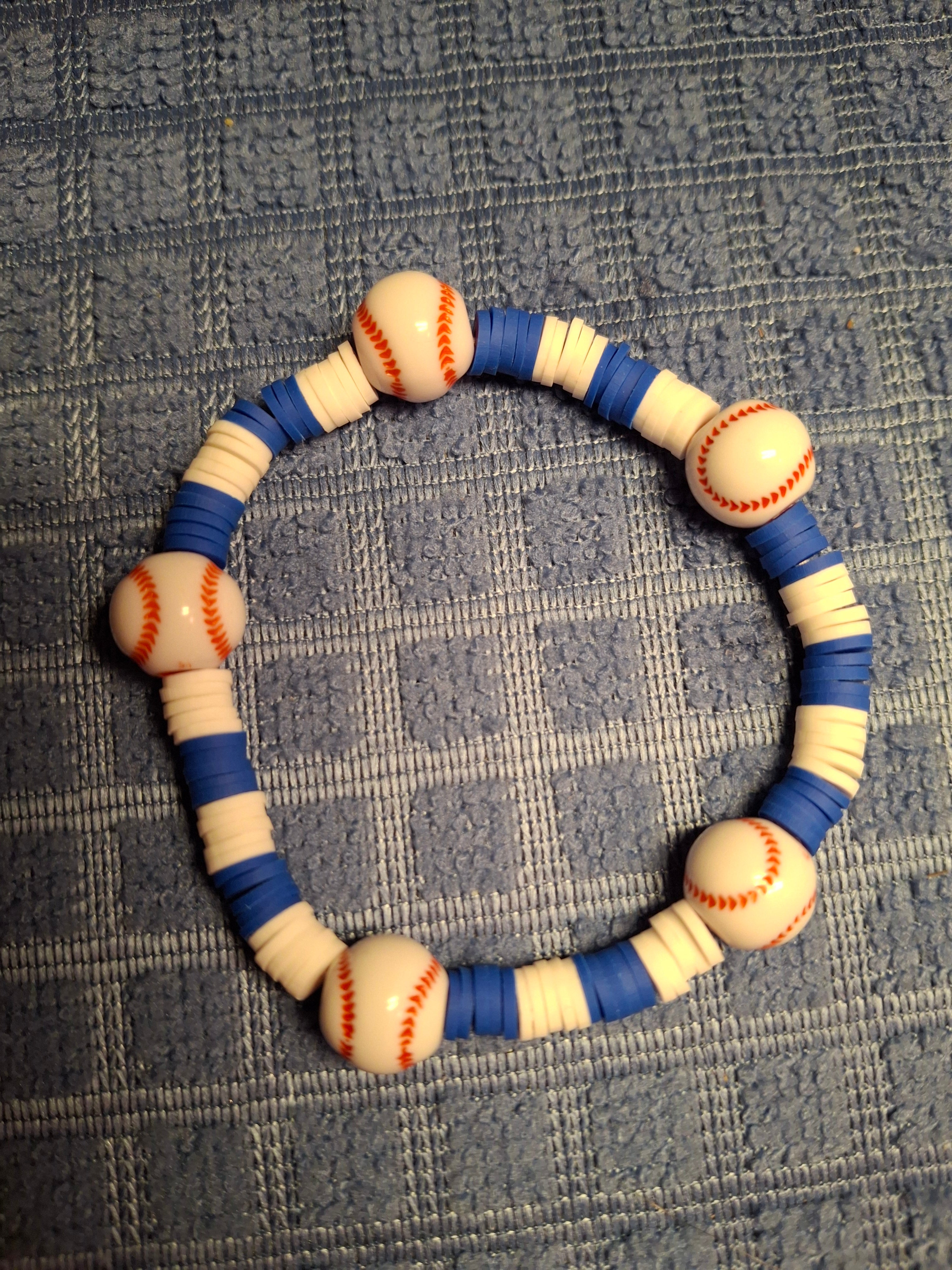 Blue/White Baseball Bracelet