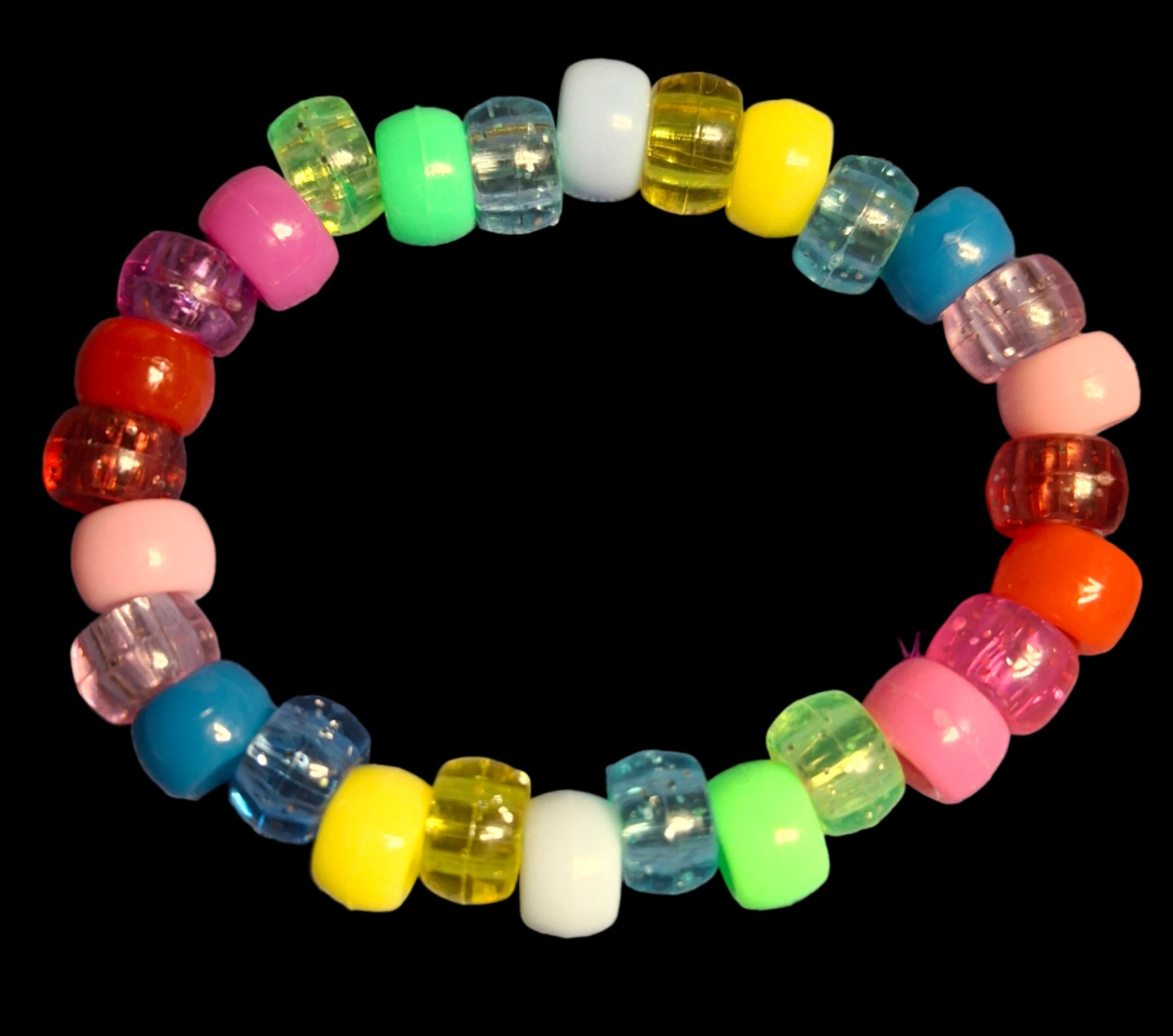 Colorful beaded bracelet on a black background