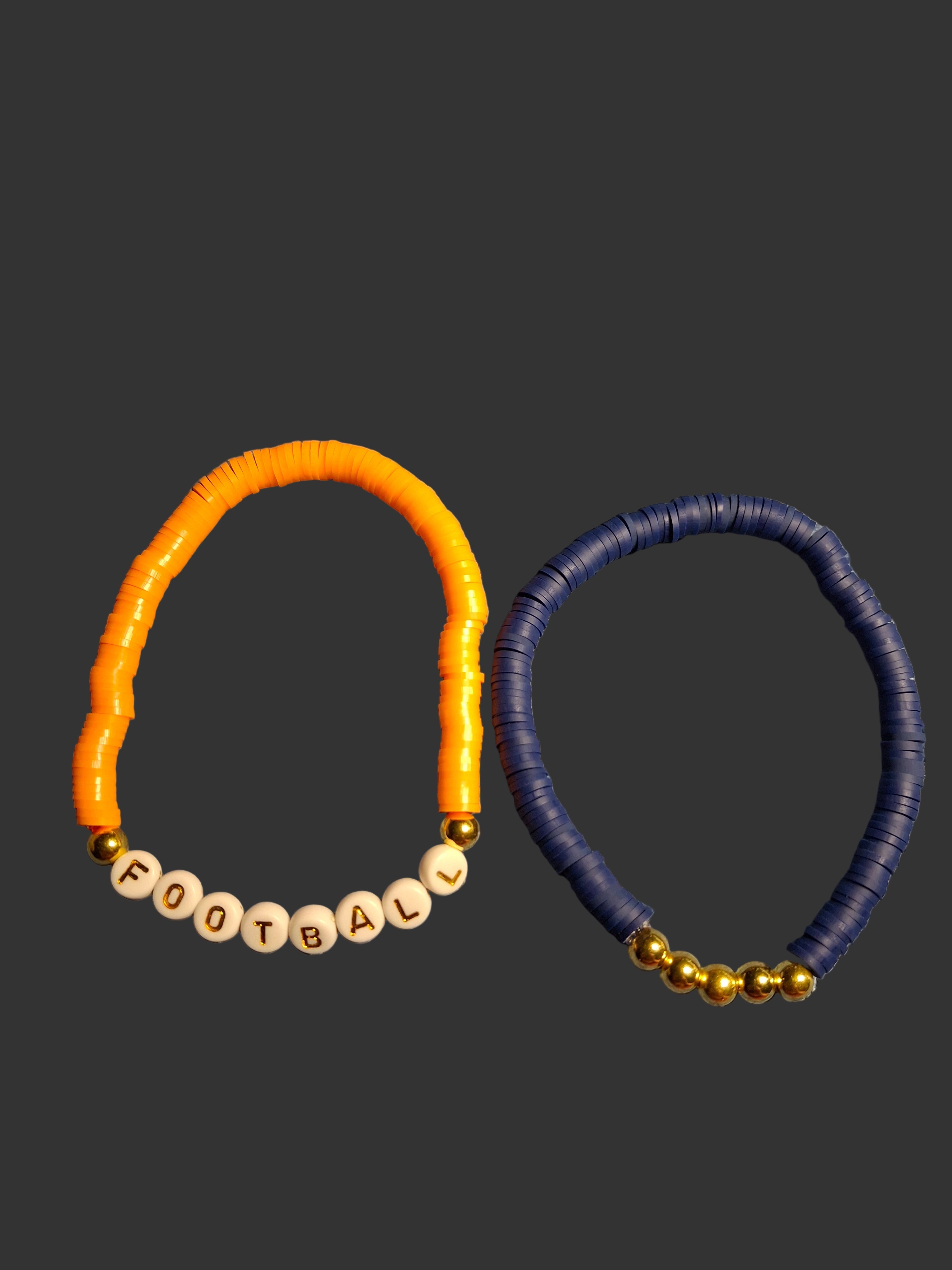 2 Bracelets, 1 orange and 1 blue