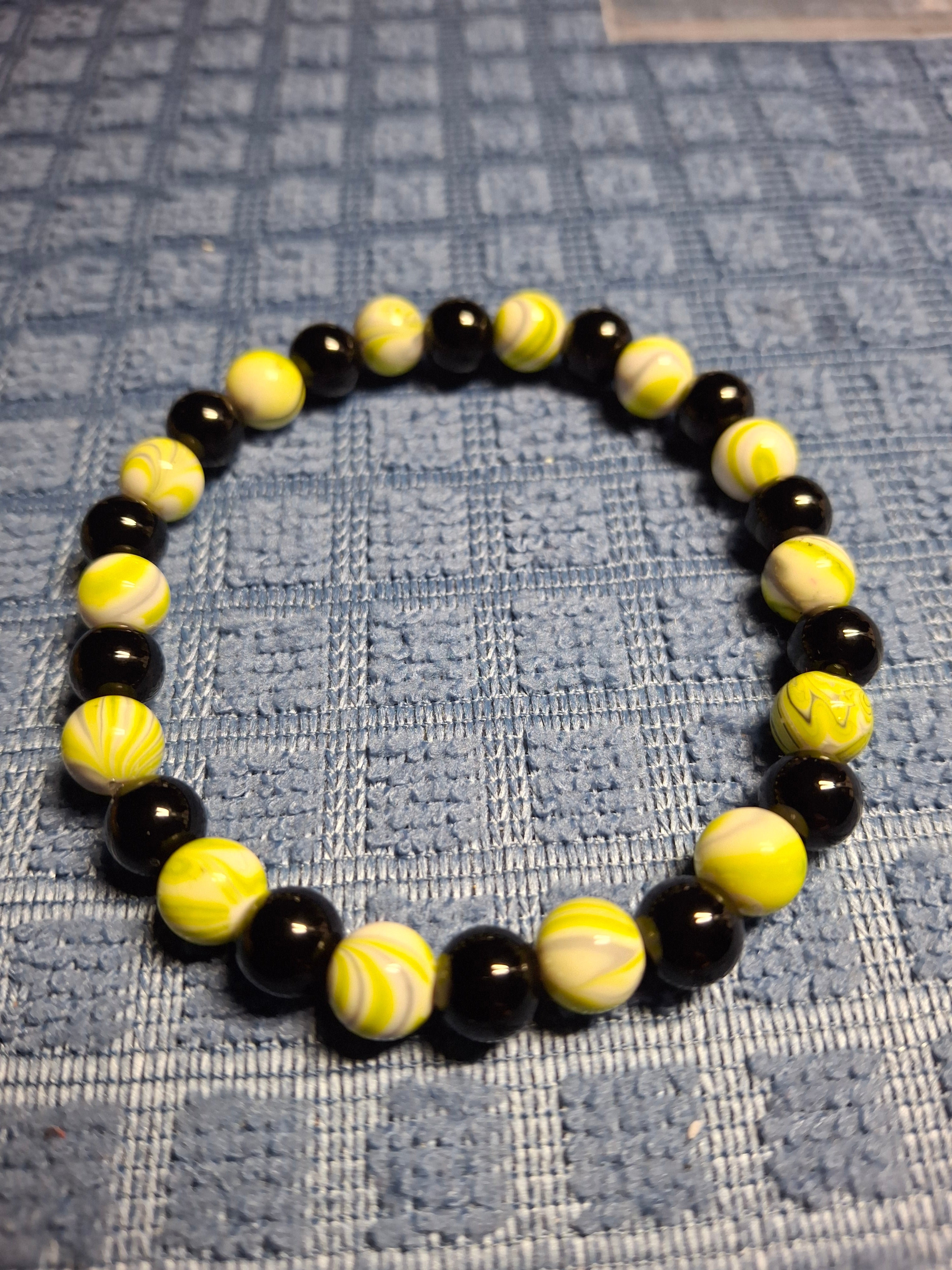 Yellow,Grey,Black bead Bracelet