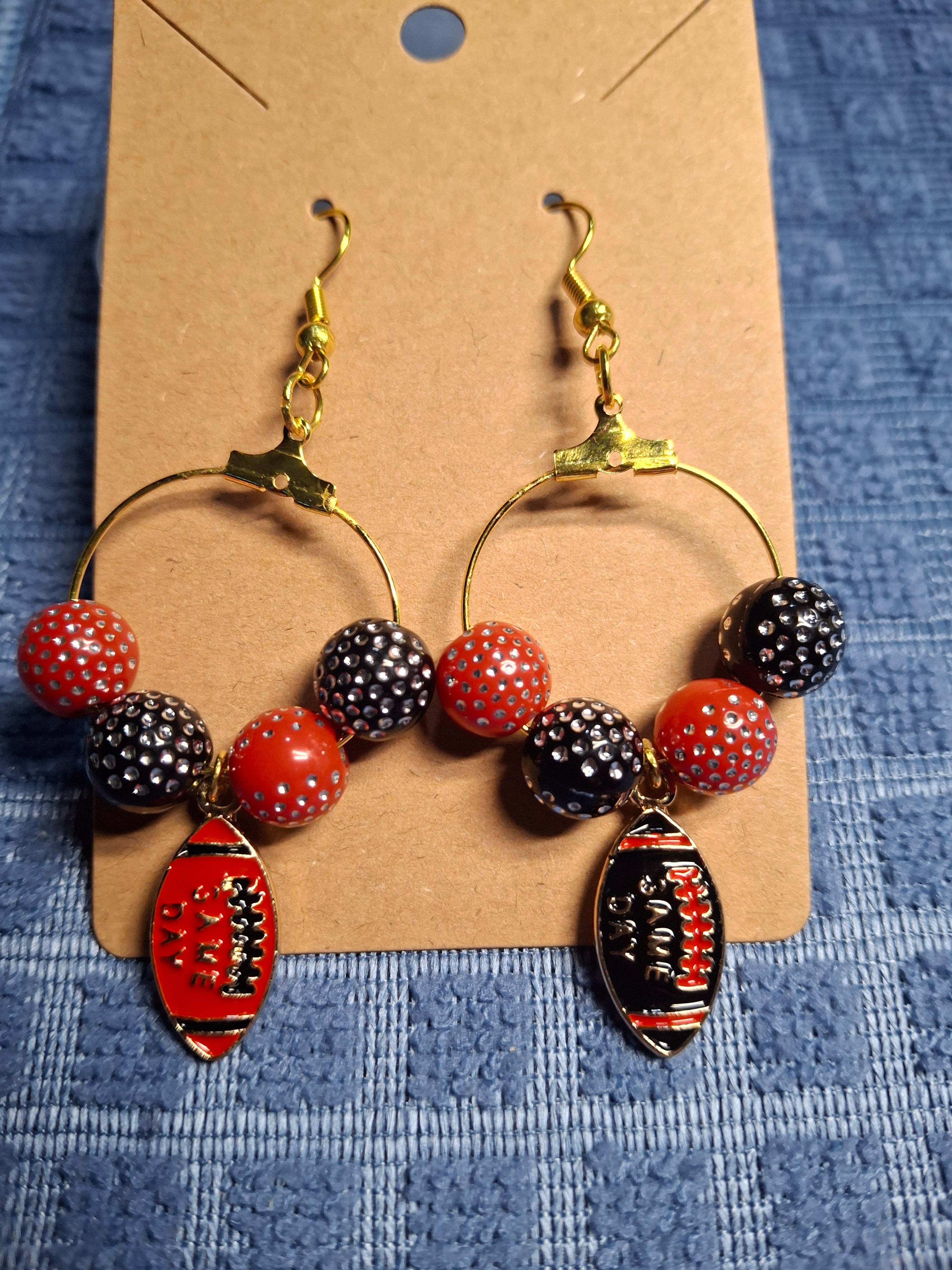 Red/Black Sports Earrings