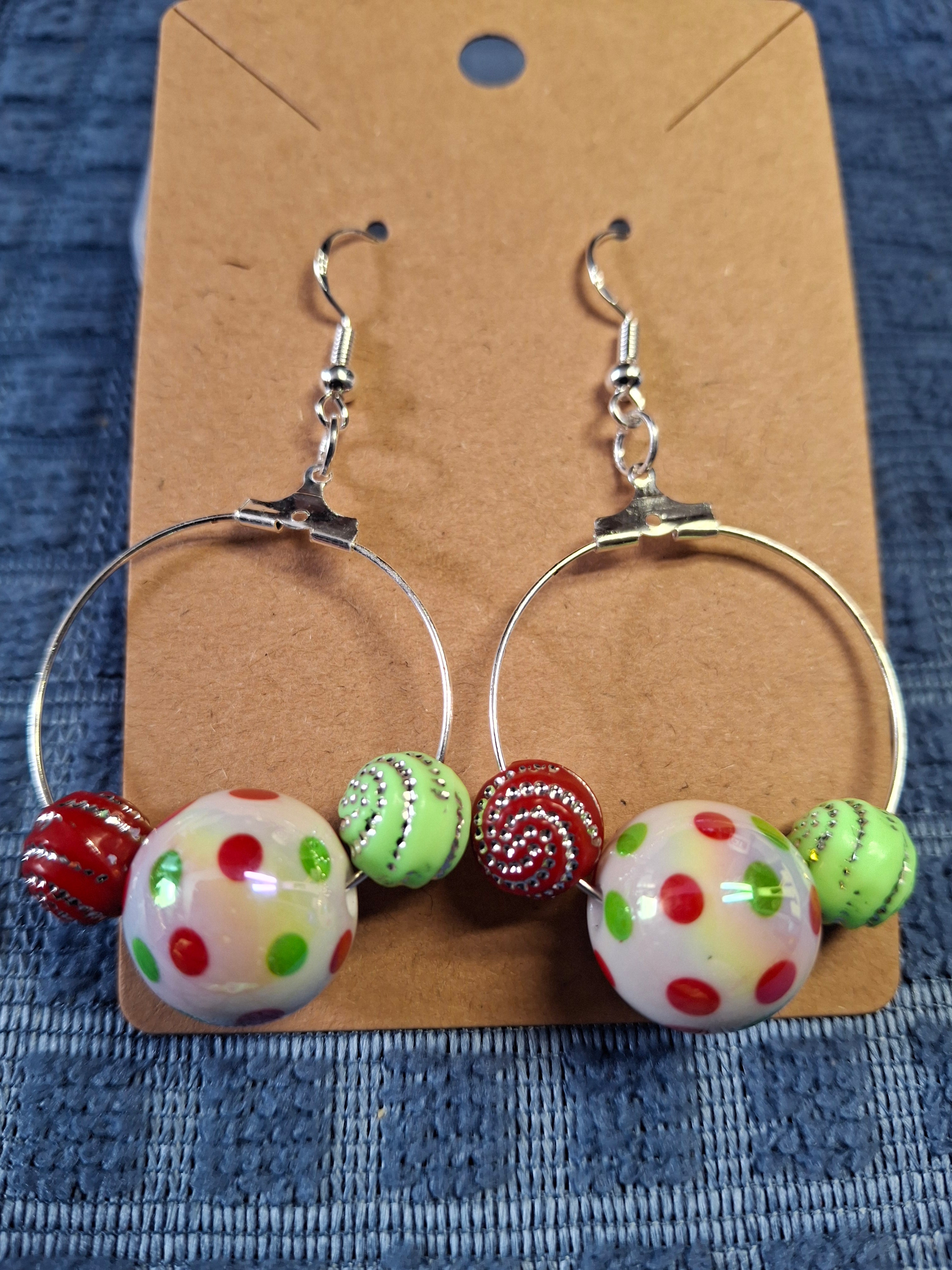 Red/Green/White Christmas earrings