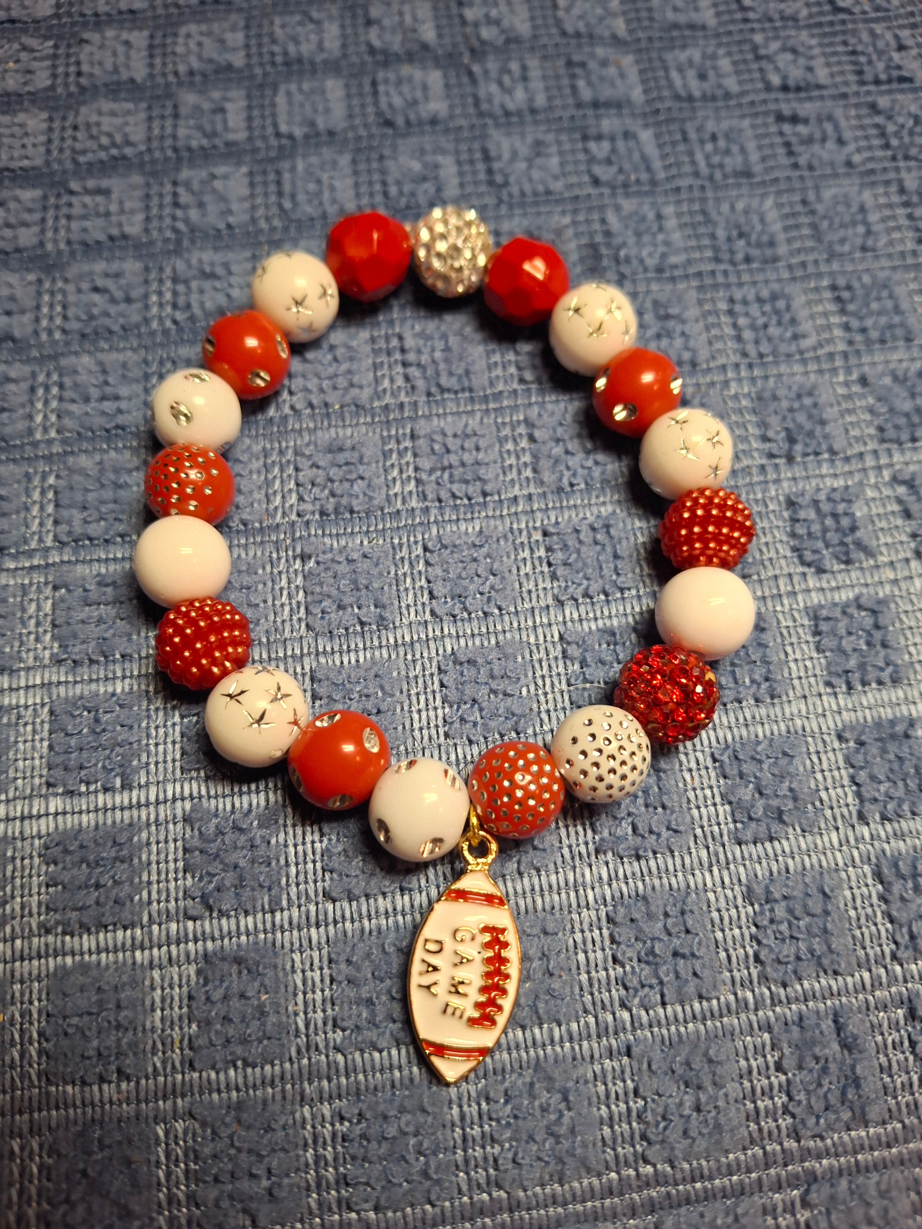 Red/White Football Bracelet