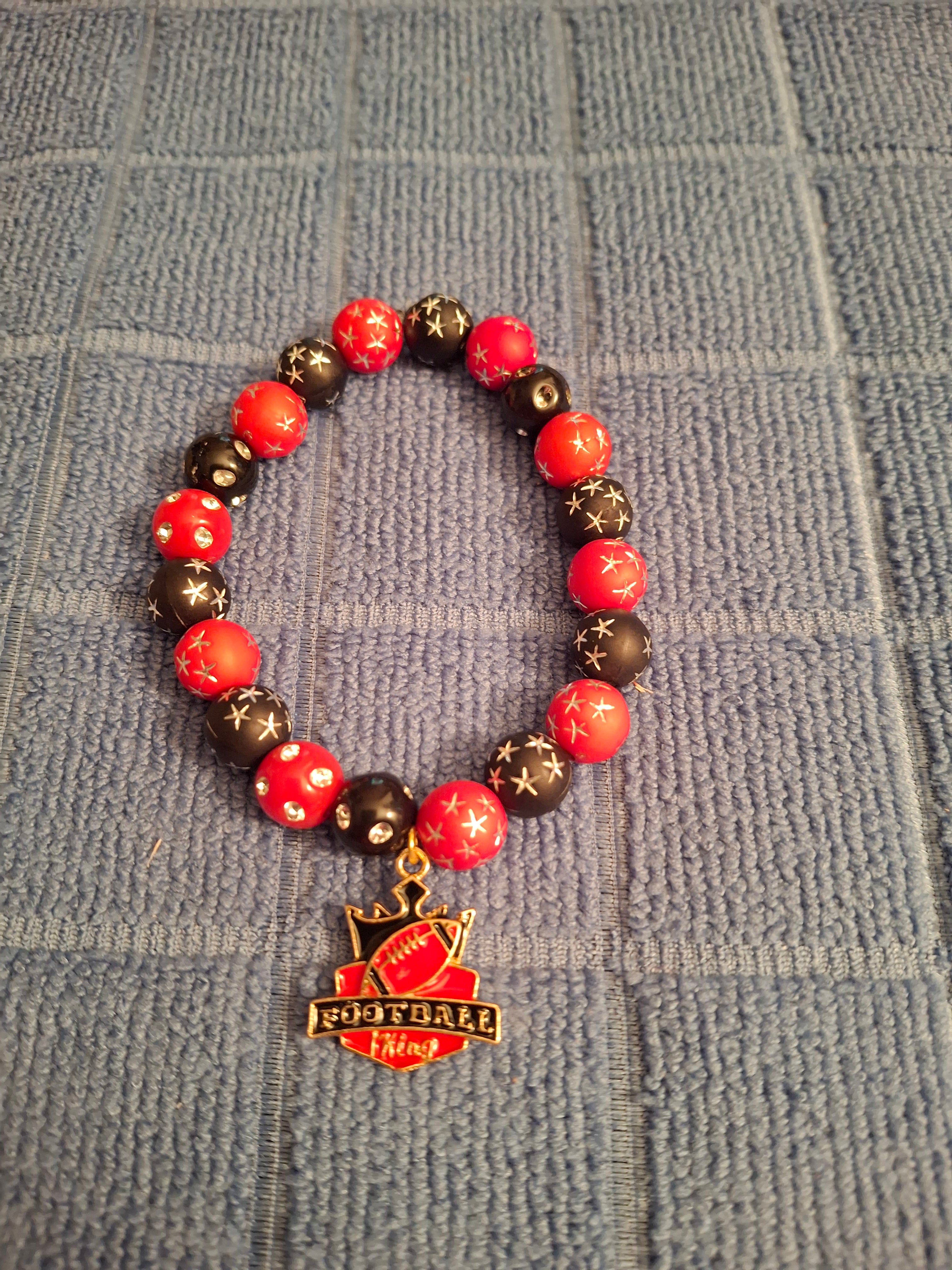 Red/Black Football Bracelet