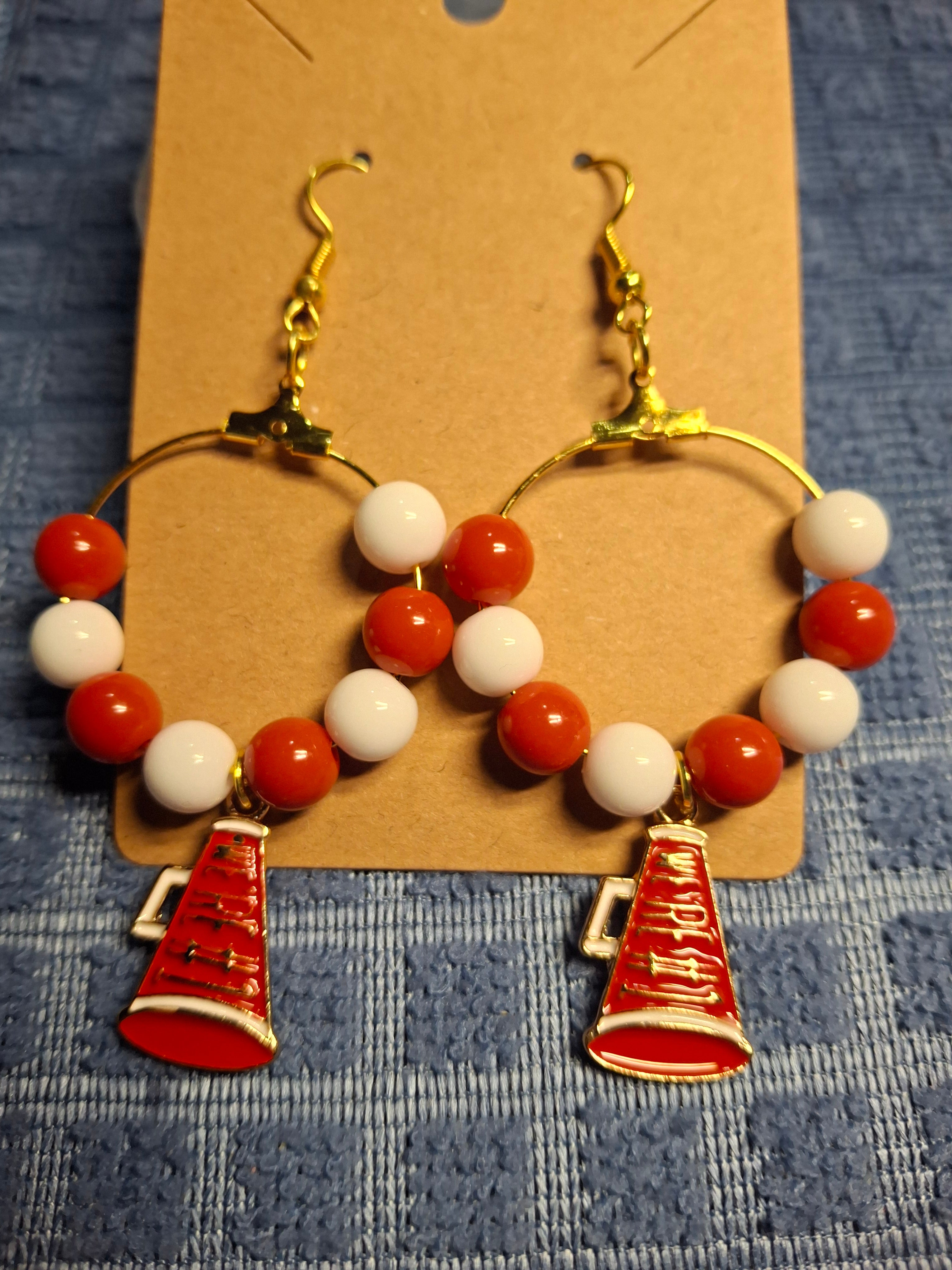 Red/White Cheer earrings