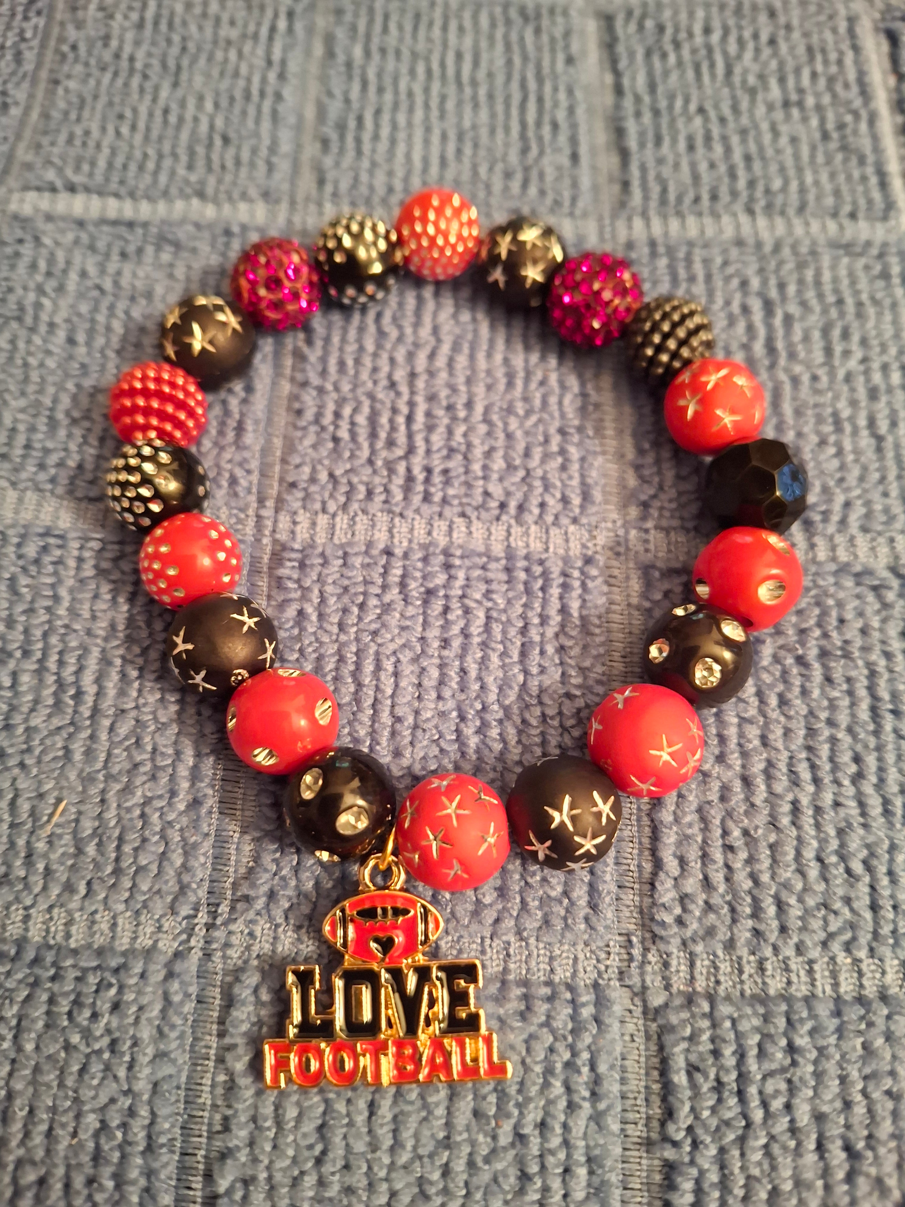 Red/Black Football Bracelet