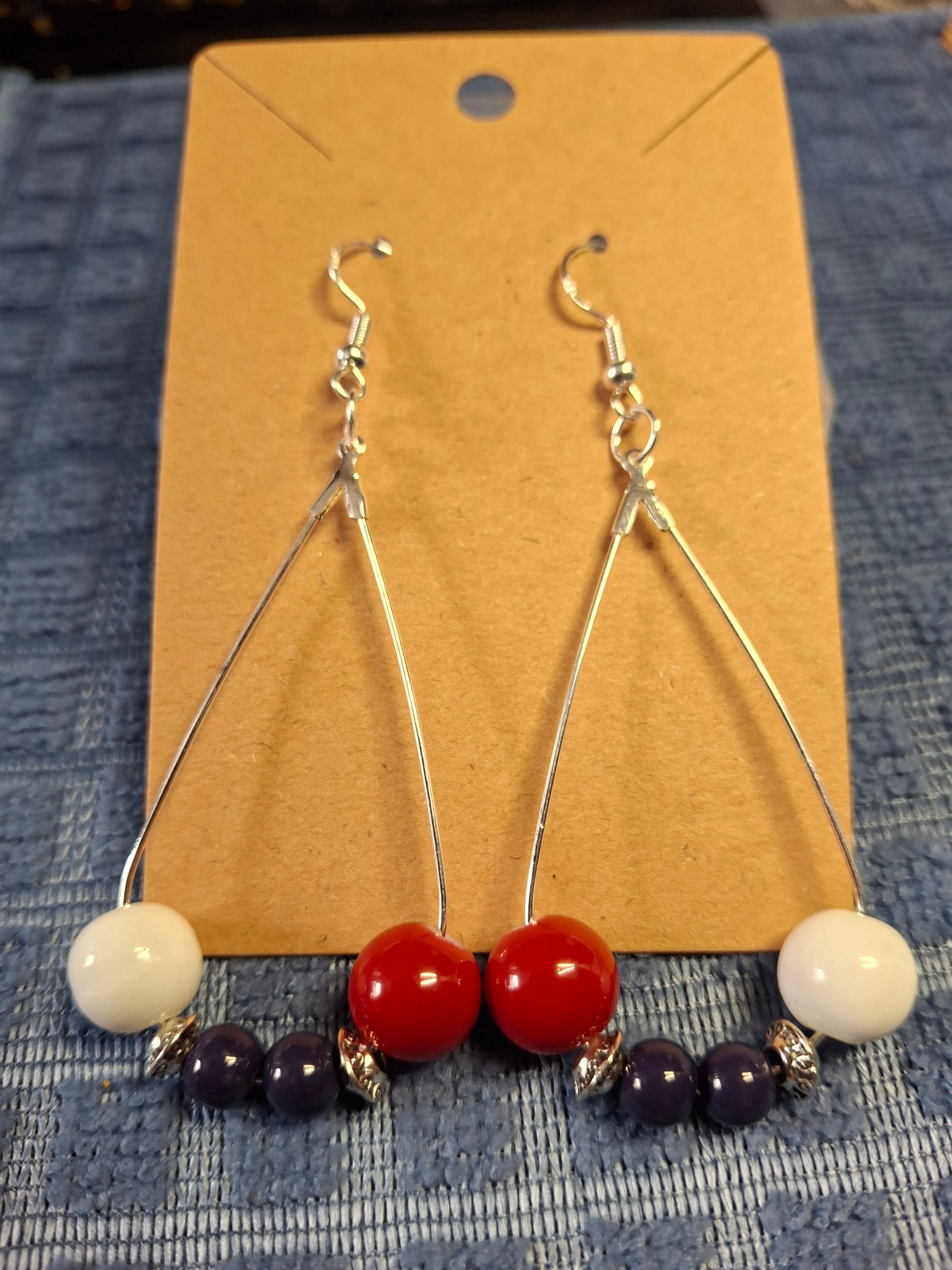 Red, White, Blue teardrop Earrings